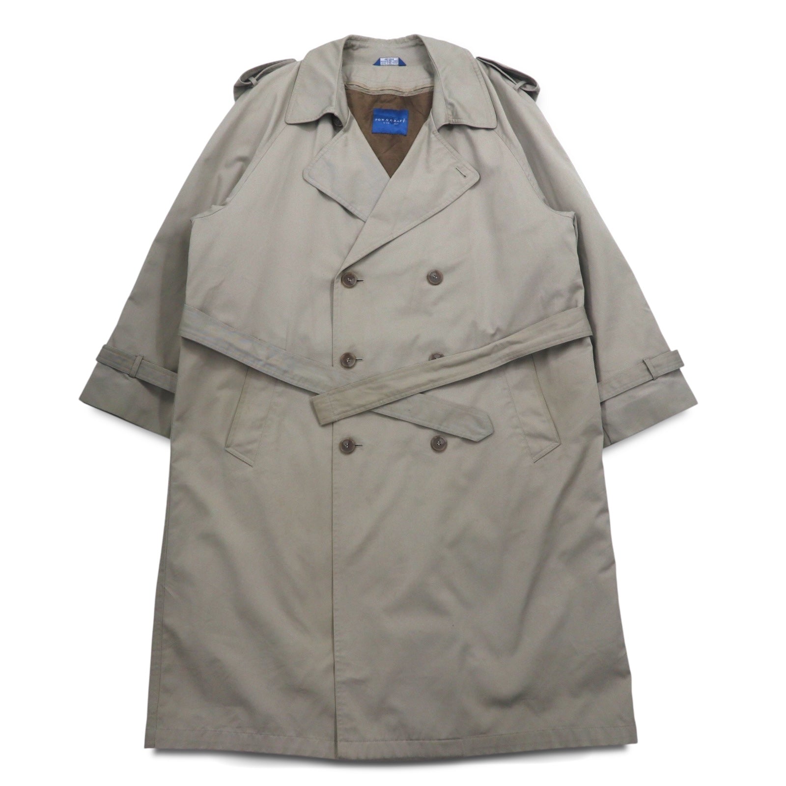 TOWN CRAFT anni '90 trench doppiopetto M beige con fodera rimovibile e cintura, prodotto in Sri Lanka