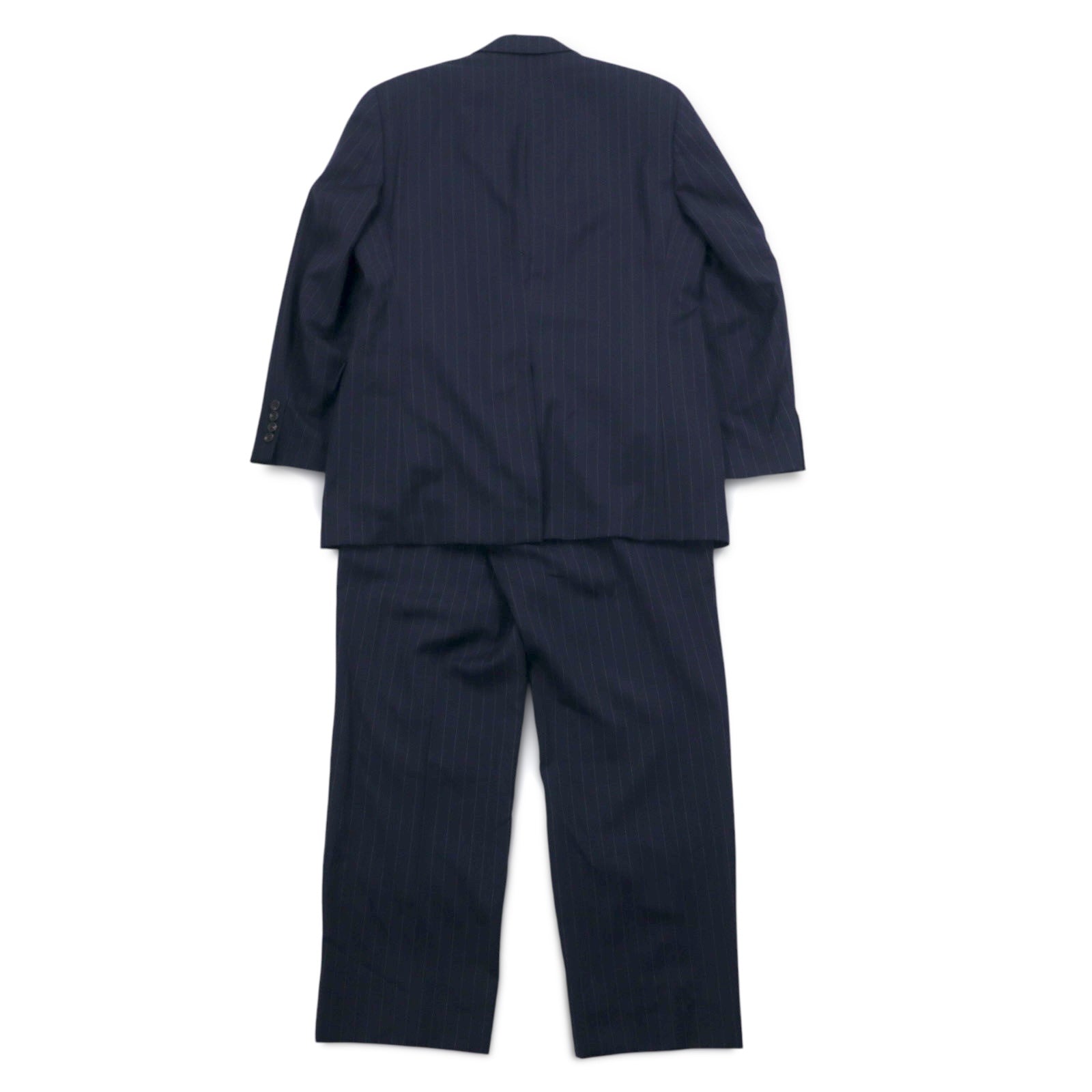LAUREN RALPH LAUREN カナダ製 90年代 2B スーツ セットアップ L ネイビー ストライプ ウール