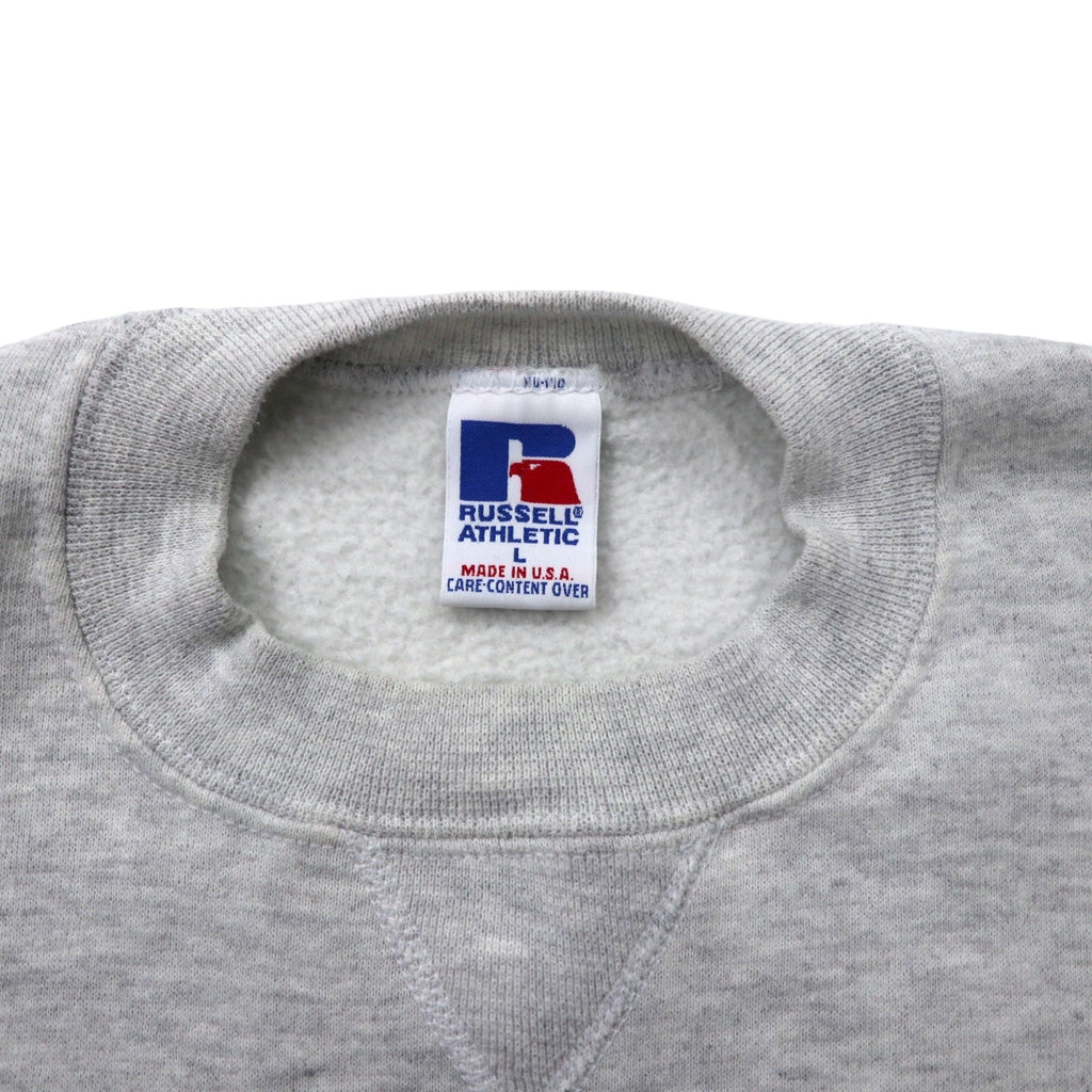 RUSSELL ATHLETIC USA製 90年代 カレッジ刺繍 スウェット L グレー コットン 裏起毛 フットボール FOWLER EAGLES
