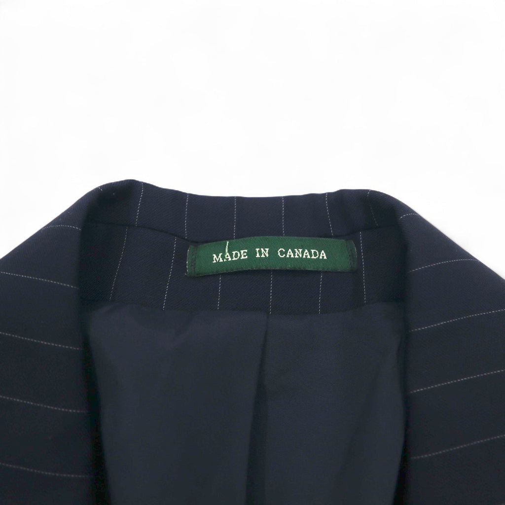 LAUREN RALPH LAUREN カナダ製 90年代 2B スーツ セットアップ L ネイビー ストライプ ウール