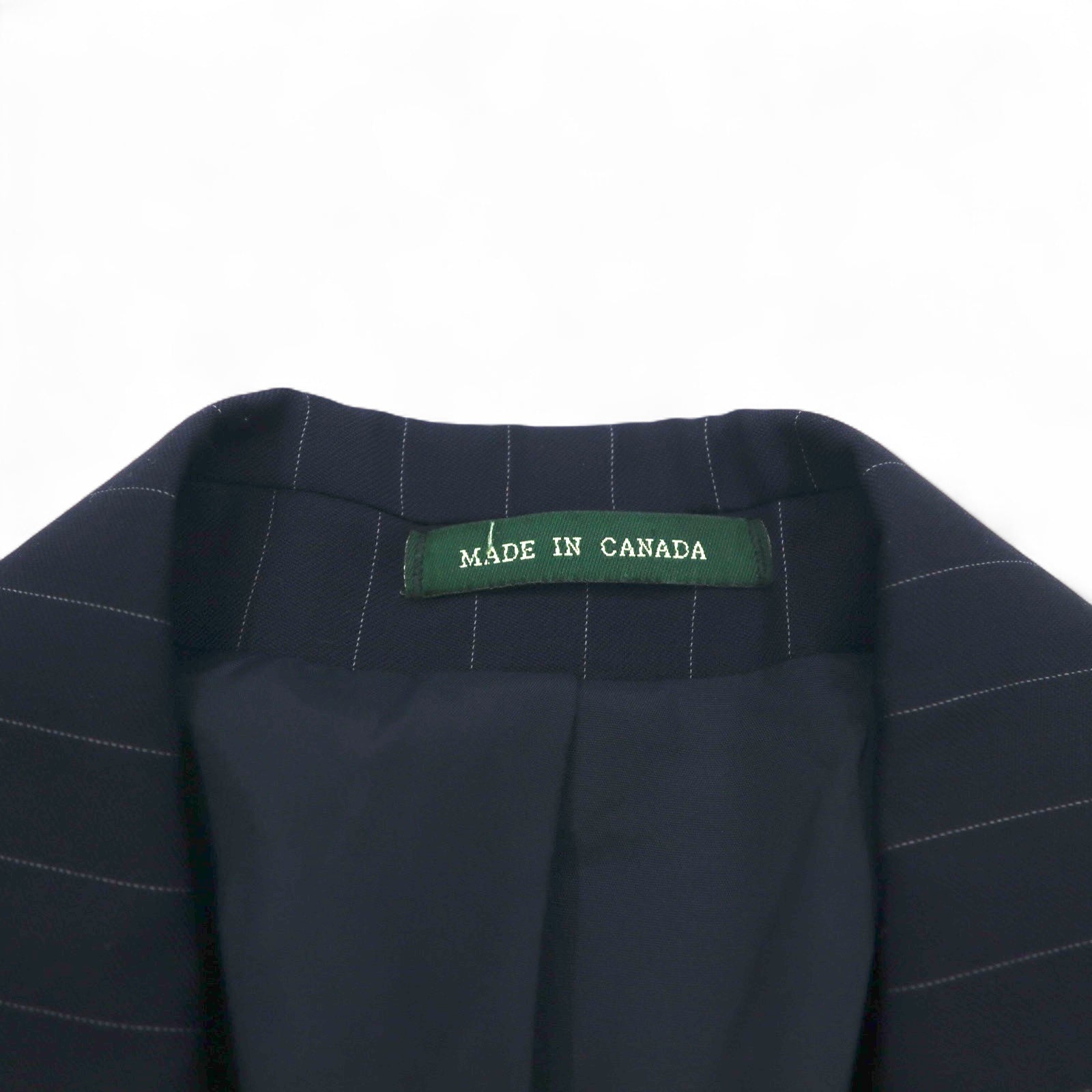 LAUREN RALPH LAUREN カナダ製 90年代 2B スーツ セットアップ L ネイビー ストライプ ウール