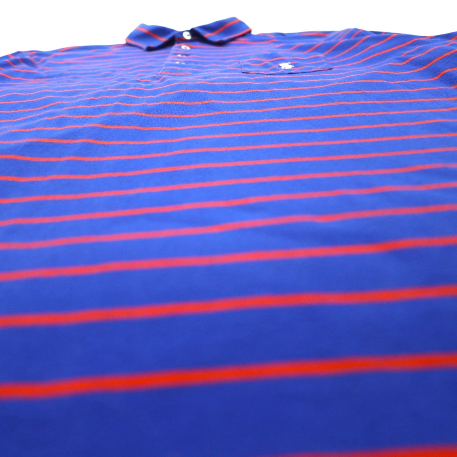 POLO GOLF RALPH LAUREN Polo in Pima Cotton a righe L Blu Arancione VINTAGE LISLE Taschino Ricamo piccolo pony Prodotto in Perù