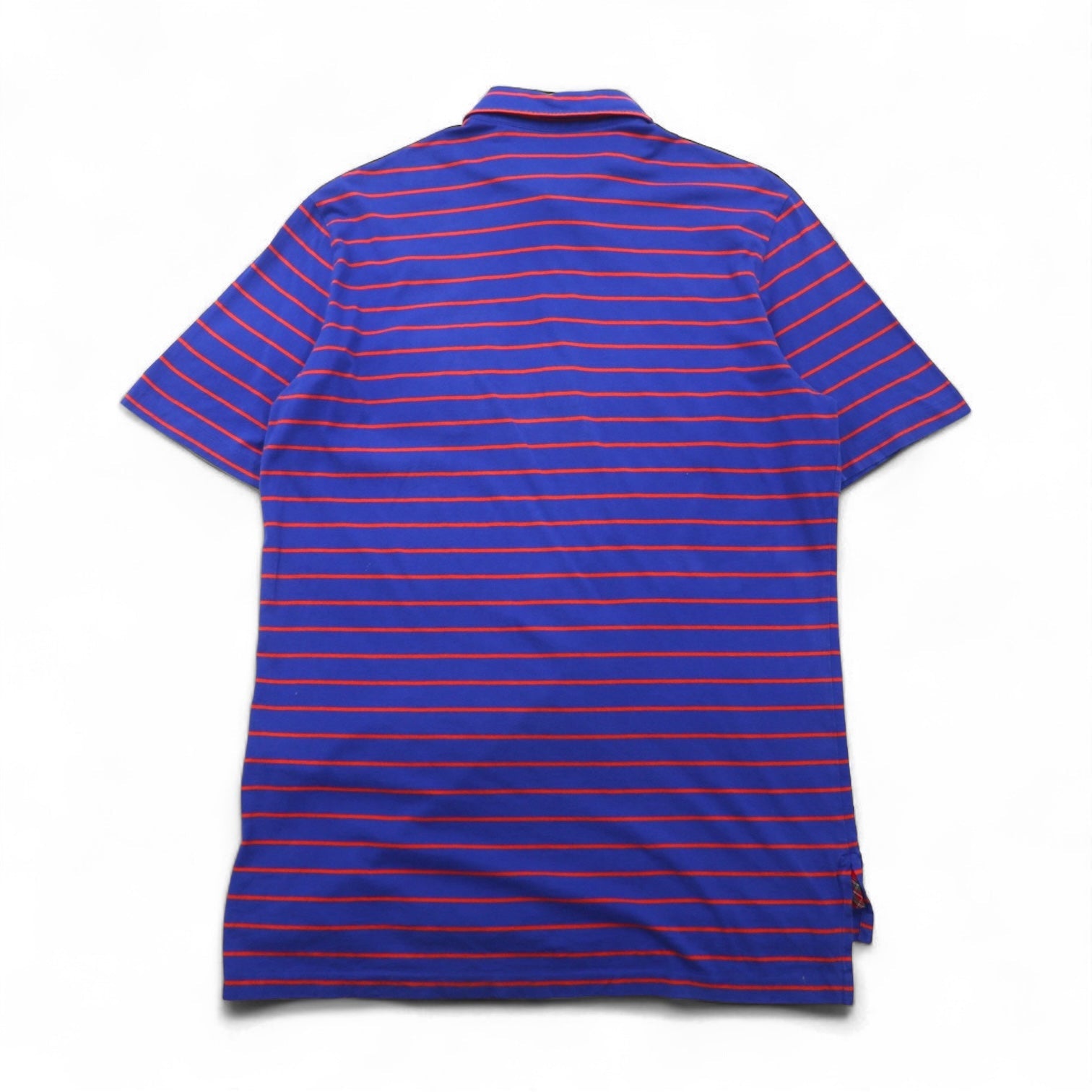 POLO GOLF RALPH LAUREN Polo in Pima Cotton a righe L Blu Arancione VINTAGE LISLE Taschino Ricamo piccolo pony Prodotto in Perù