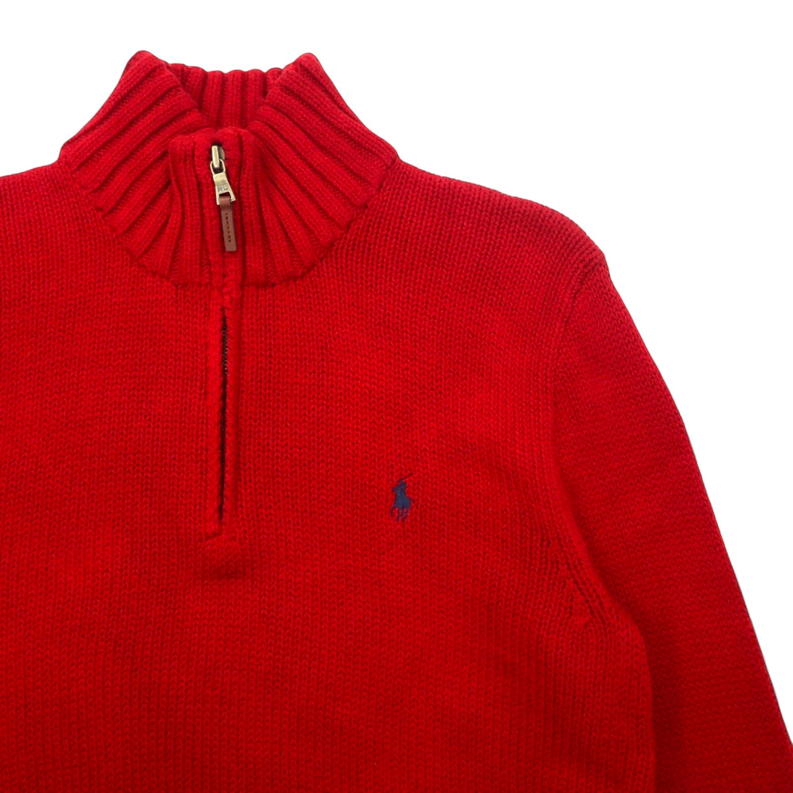 Polo by Ralph Lauren maglione con zip a mezza altezza anni '90, taglia M, rosso, cotone, small pony ricamato