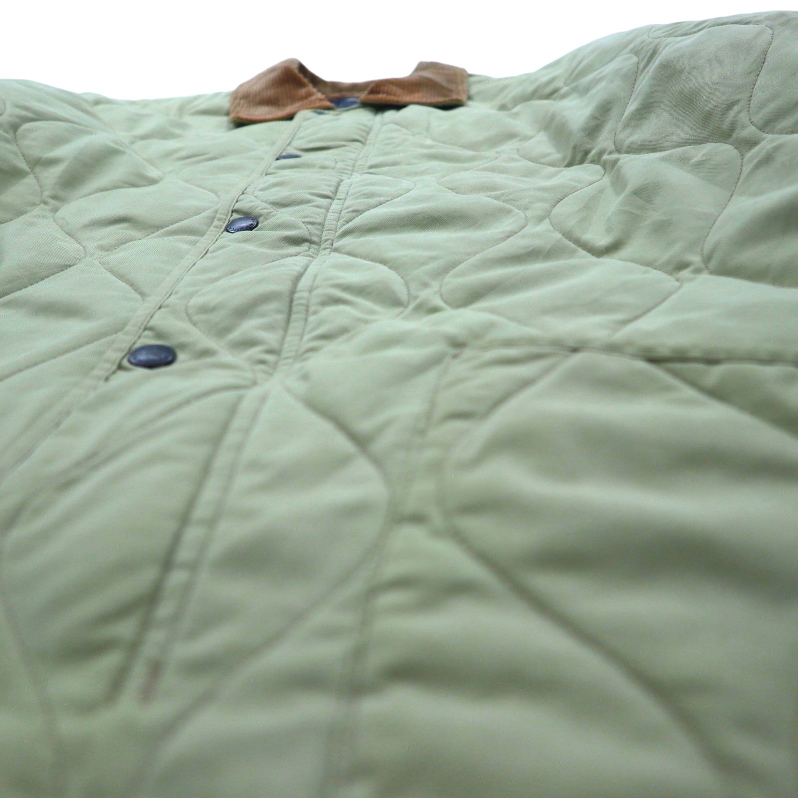 NAUTICA キルティングジャケット L ベージュ 裏地チェック 襟コーデュロイ 中綿 Smart Fabric technology スナップボタン ファスナー開閉