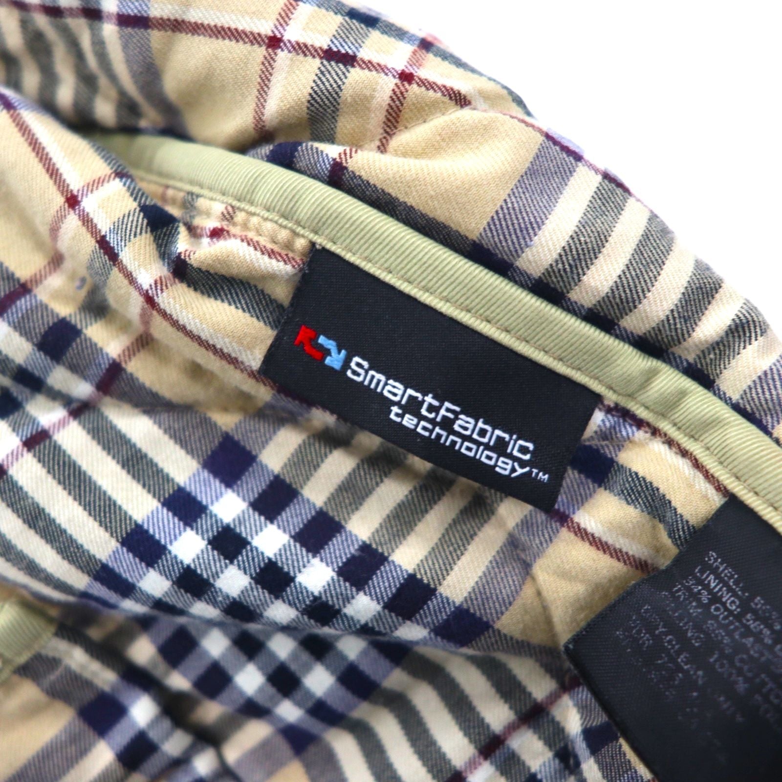 NAUTICA キルティングジャケット L ベージュ 裏地チェック 襟コーデュロイ 中綿 Smart Fabric technology スナップボタン ファスナー開閉