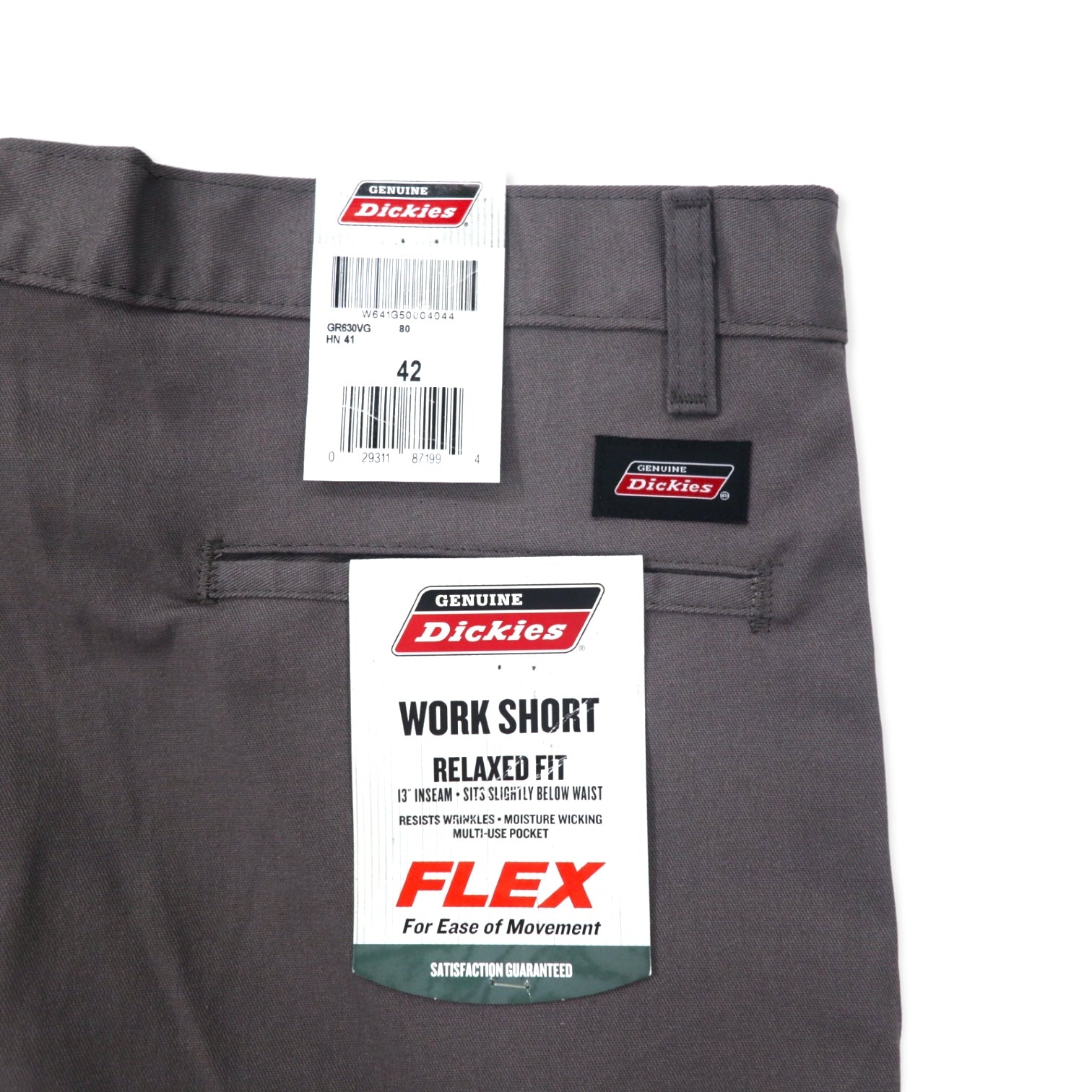 Dickies Pantaloncini da lavoro vestibilità comoda, 42, grigi, poliestere cotone FLEX, fabbricati in Honduras, nuovi