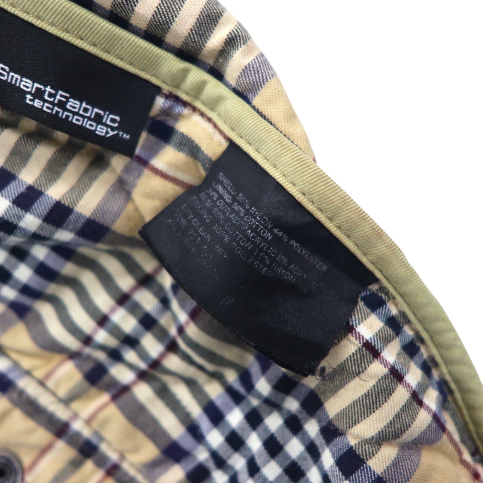 NAUTICA キルティングジャケット L ベージュ 裏地チェック 襟コーデュロイ 中綿 Smart Fabric technology スナップボタン ファスナー開閉