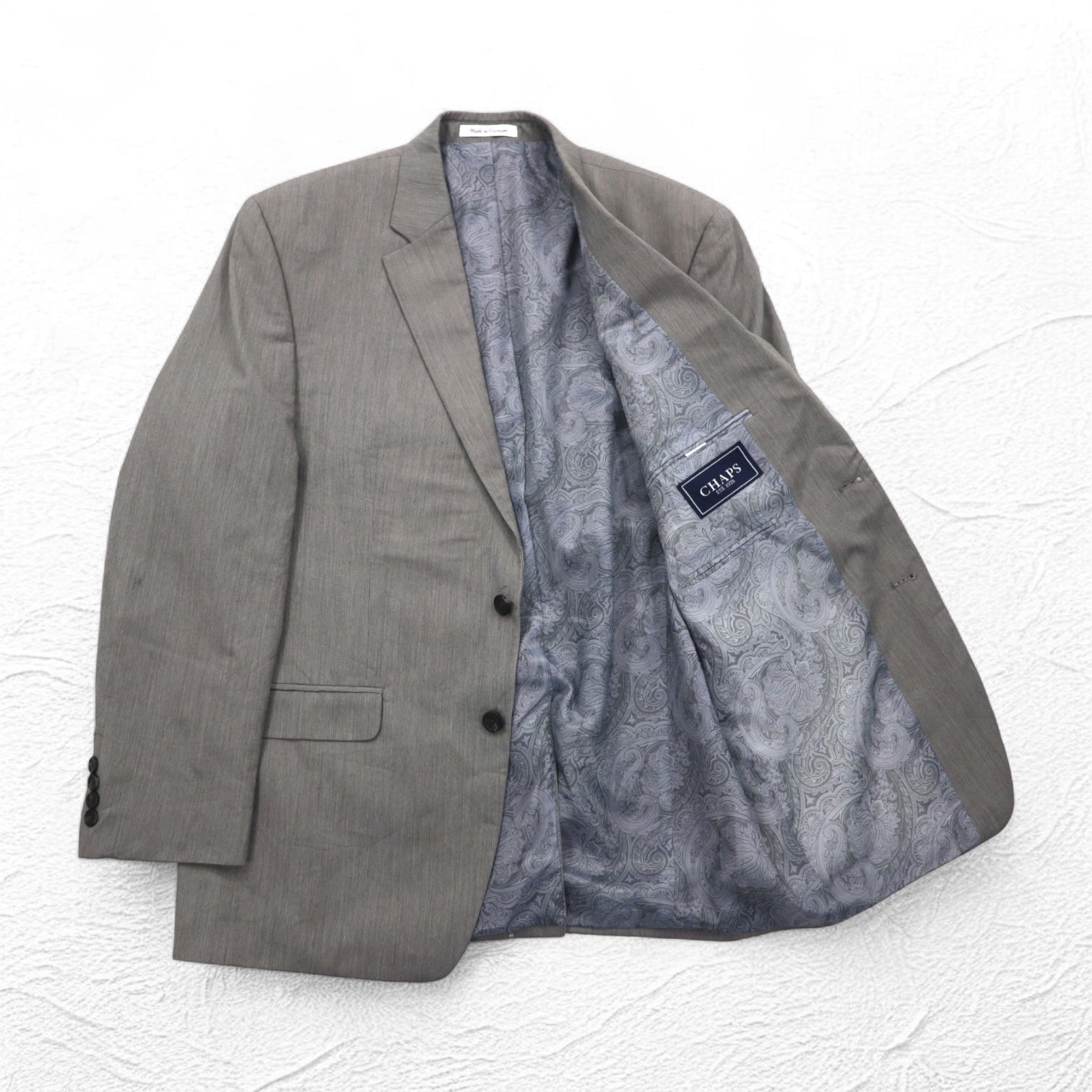 Giacca da completo sartoriale CHAPS 2B L grigio, fodera a fantasia Paisley