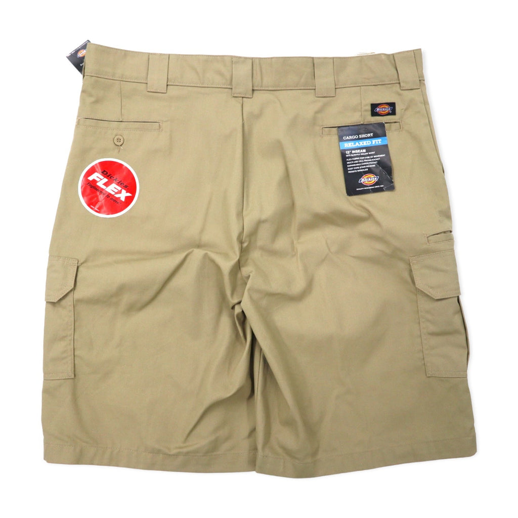 Dickies Pantaloncini cargo relaxed fit, bermuda, taglia 42, beige, poliestere cotone, FLEX, Made in Nicaragua, nuovo con etichette.