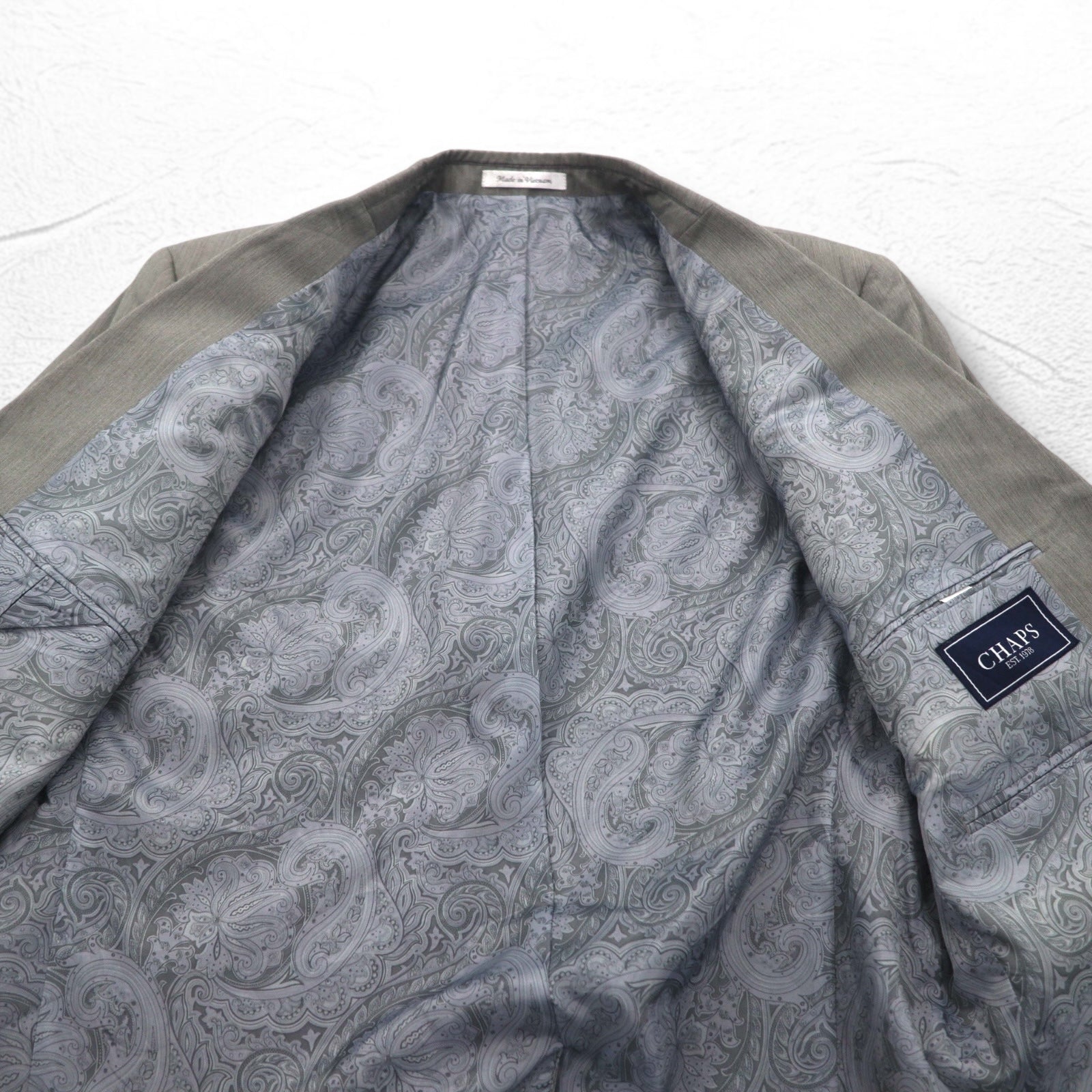 Giacca da completo sartoriale CHAPS 2B L grigio, fodera a fantasia Paisley