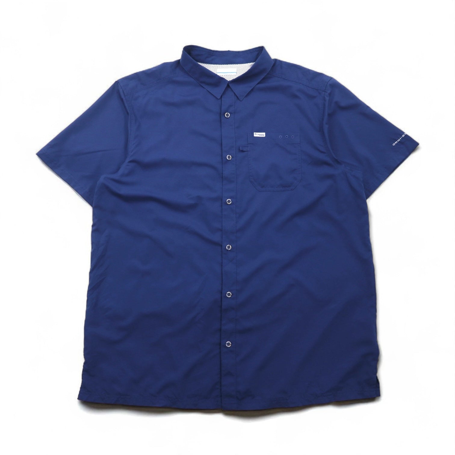 Columbia PFG Omni-Shade Slack Tide Camp Shirt, Camicia da pesca, XL, Blu navy, Poliestere, FM7042