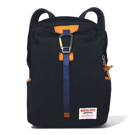 MSPC MASTER-PIECE LINK Zaino nero in nylon e pelle di vacchetta con moschettone 02340 Prodotto in Giappone