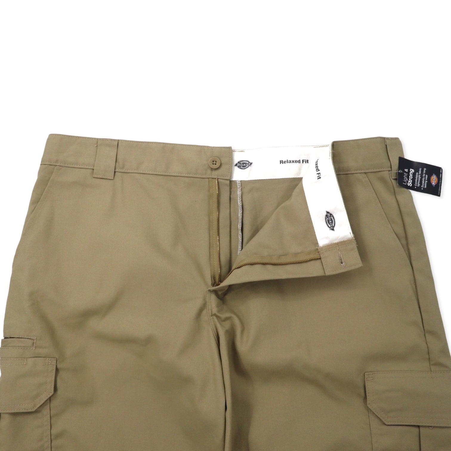Dickies Pantaloncini cargo relaxed fit, bermuda, taglia 42, beige, poliestere cotone, FLEX, Made in Nicaragua, nuovo con etichette.