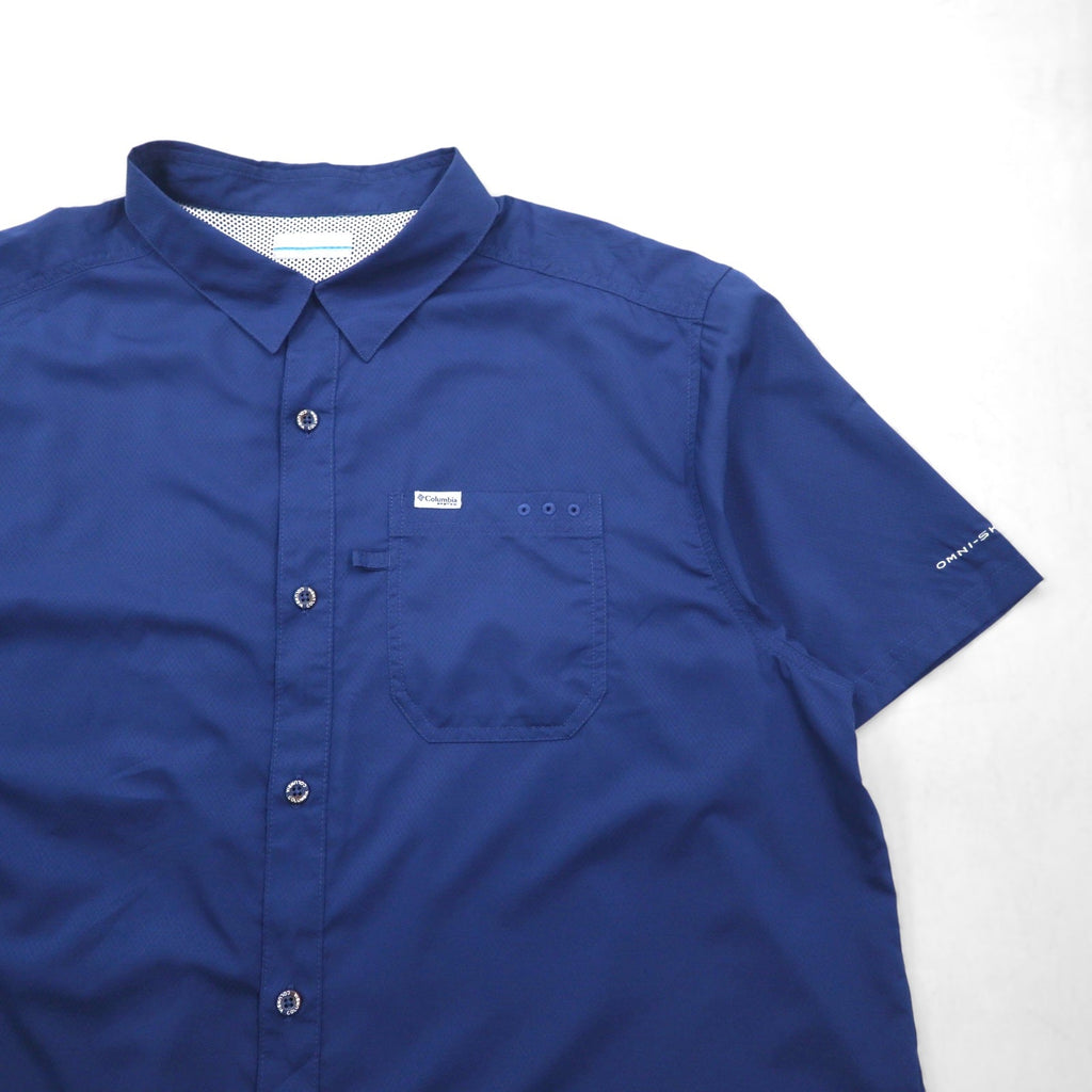 Columbia PFG Omni-Shade Slack Tide Camp Shirt, Camicia da pesca, XL, Blu navy, Poliestere, FM7042