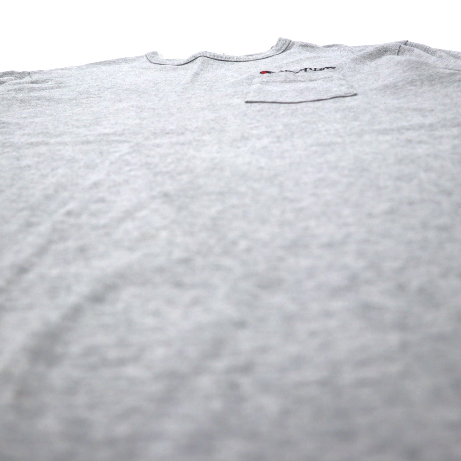 Champion 90年代 Tシャツ ポケT 3XL グレー コットン バータグ ワンポイントロゴ刺繍 ビッグサイズ
