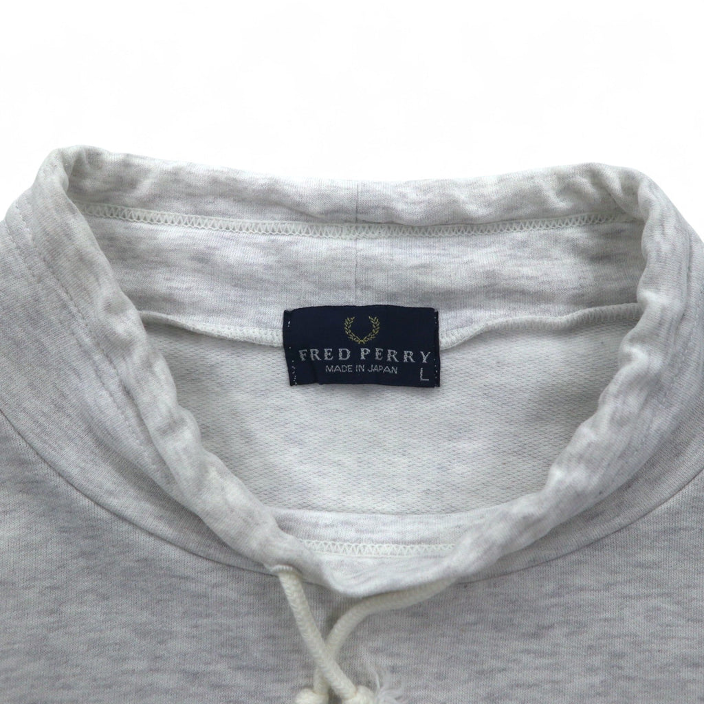 FRED PERRY anni '90 Felpa a collo alto con coulisse, taglia L, colore grigio, collo a bottiglia, Made in Japan