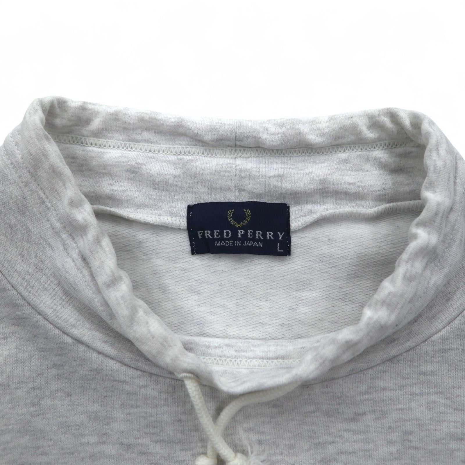 FRED PERRY anni '90 Felpa a collo alto con coulisse, taglia L, colore grigio, collo a bottiglia, Made in Japan