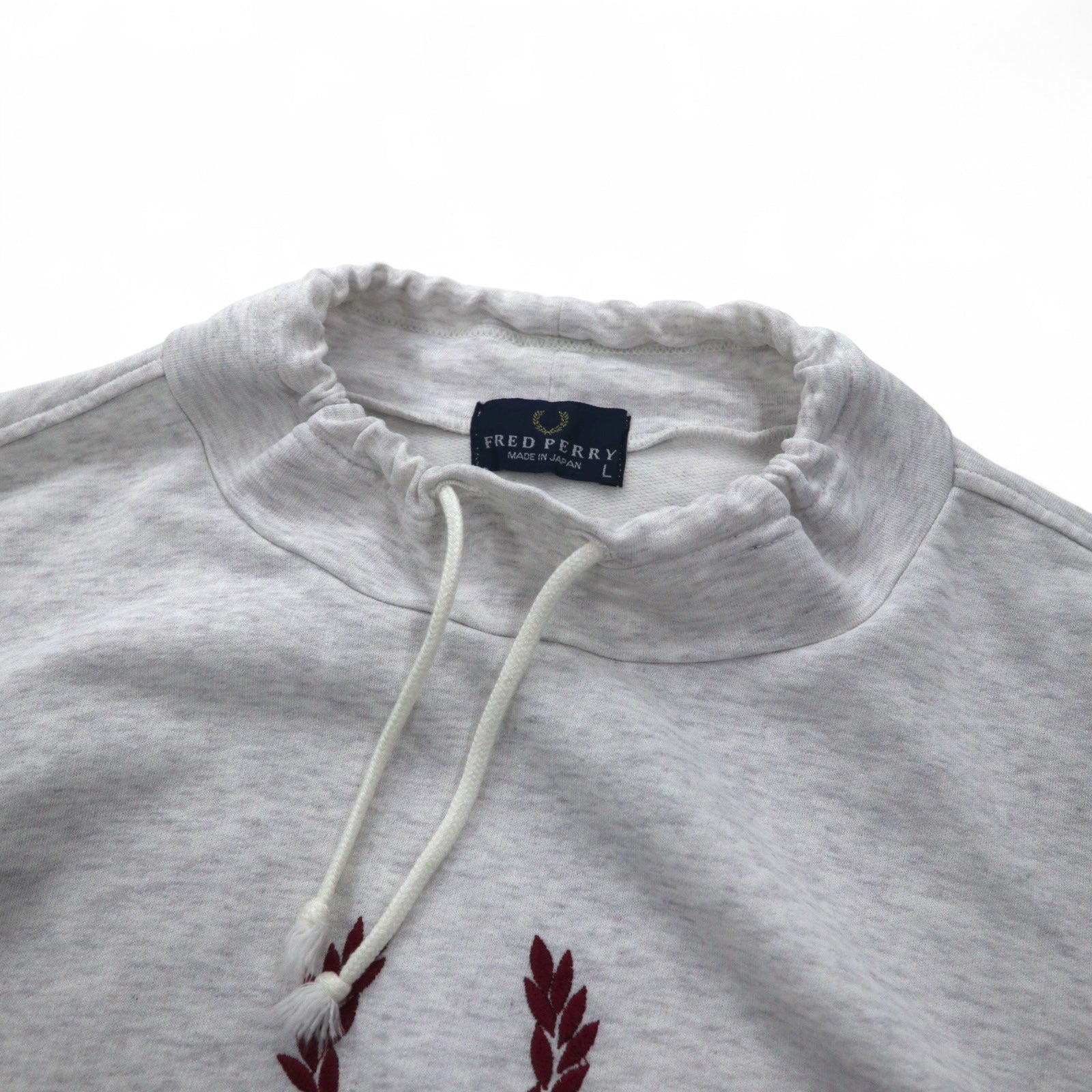 FRED PERRY anni '90 Felpa a collo alto con coulisse, taglia L, colore grigio, collo a bottiglia, Made in Japan