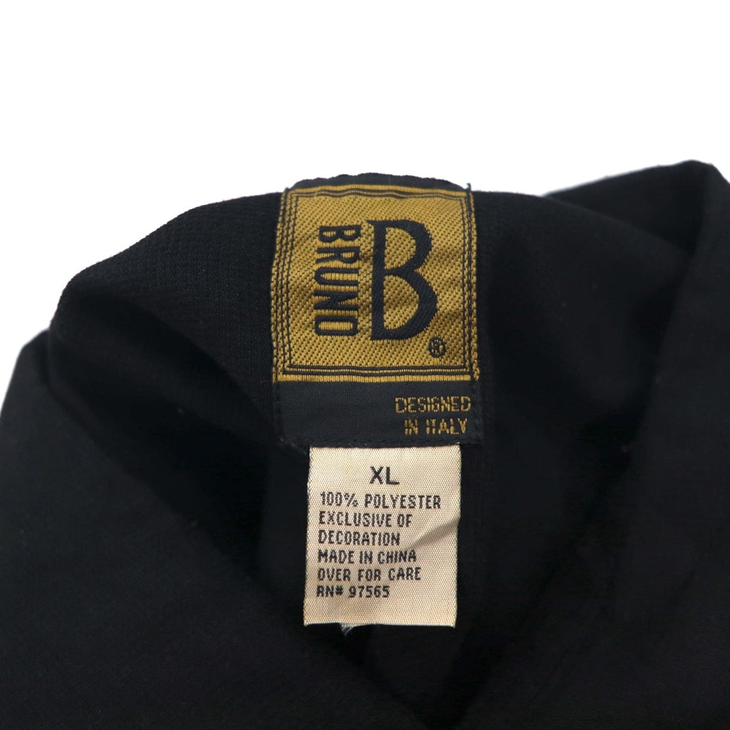 Camicia Bruno a maniche lunghe oversize con ricamo Sashiko, modello "Cubana" (camicia guayabera) taglia XL, colore nero, in poliestere effetto camoscio.