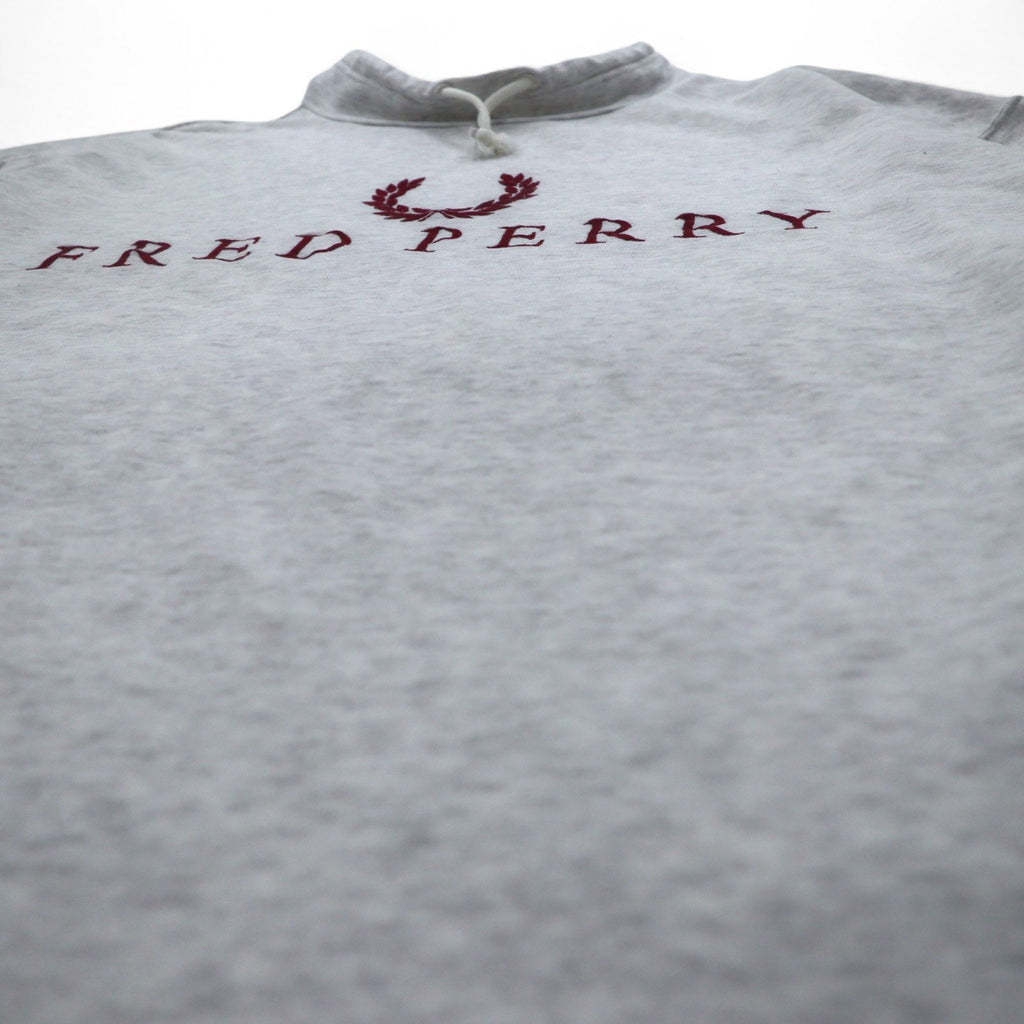 FRED PERRY anni '90 Felpa a collo alto con coulisse, taglia L, colore grigio, collo a bottiglia, Made in Japan