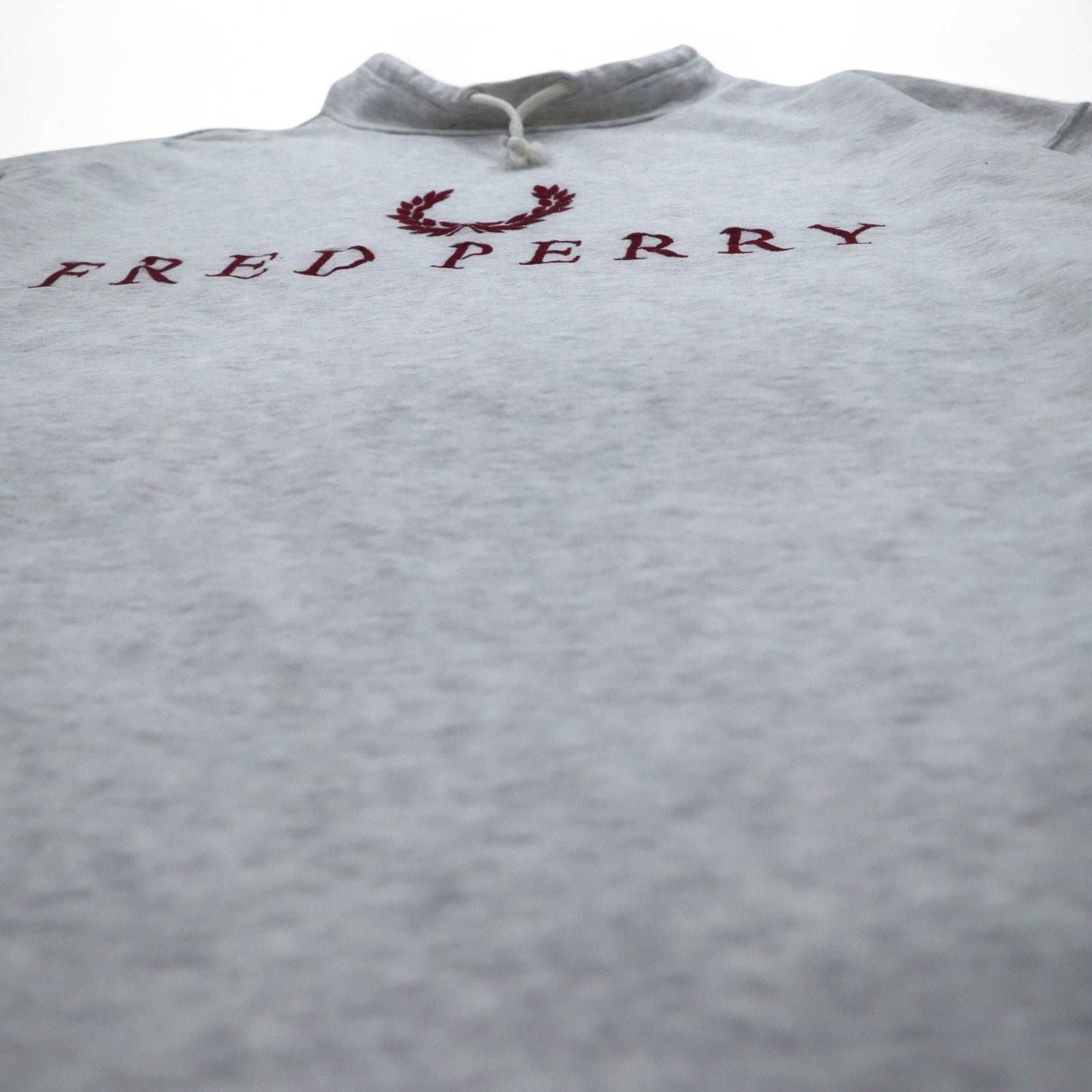 FRED PERRY anni '90 Felpa a collo alto con coulisse, taglia L, colore grigio, collo a bottiglia, Made in Japan