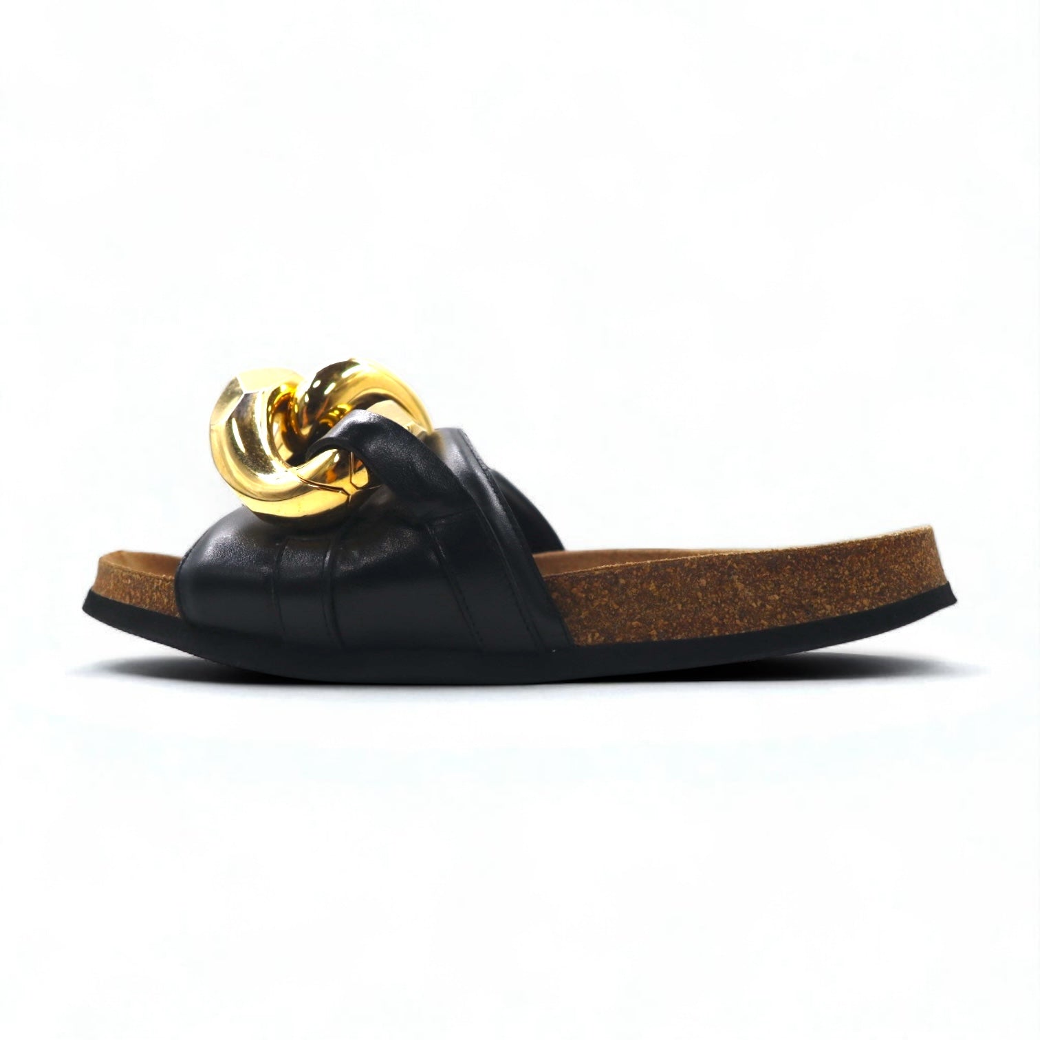 JW ANDERSON Ciabatte Slides Catena Dorata 26-26.5cm Nero Metallo Pelle