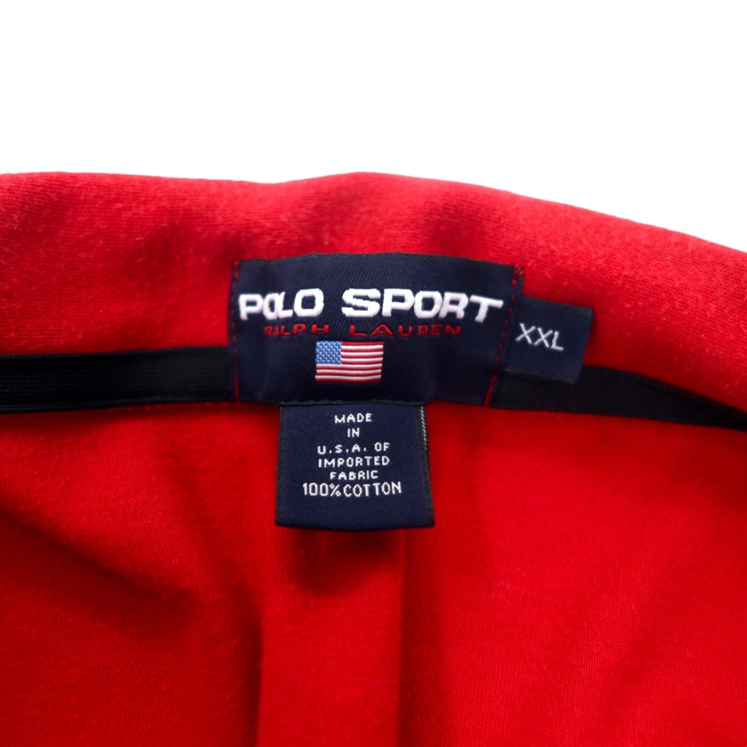 POLO SPORT RALPH LAUREN Made in USA Mezza zip Felpa XXL Rossa Cotone Taglia grande