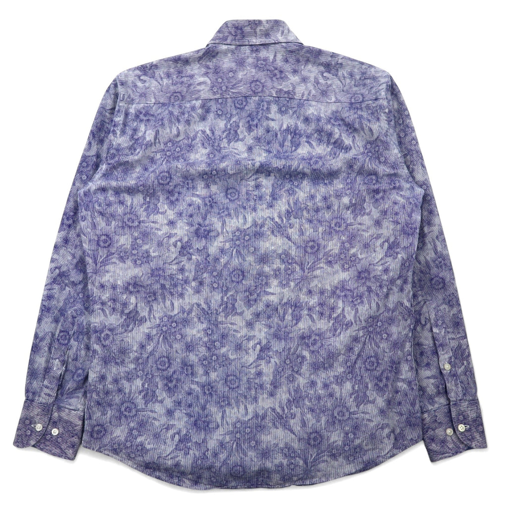 Paul Smith Camicia in cotone blu con motivo floreale e logo ricamato, taglia M