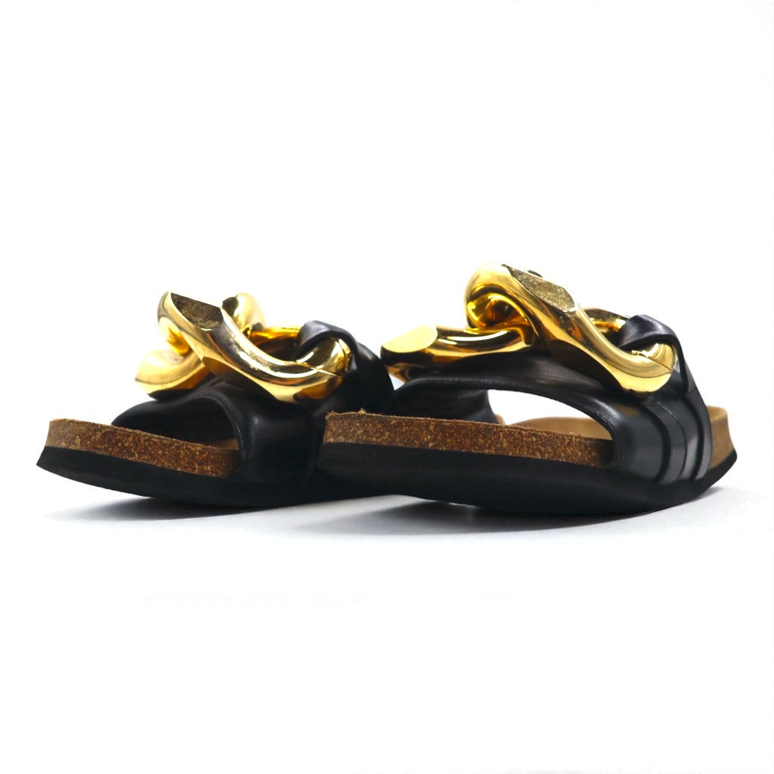 JW ANDERSON Ciabatte Slides Catena Dorata 26-26.5cm Nero Metallo Pelle