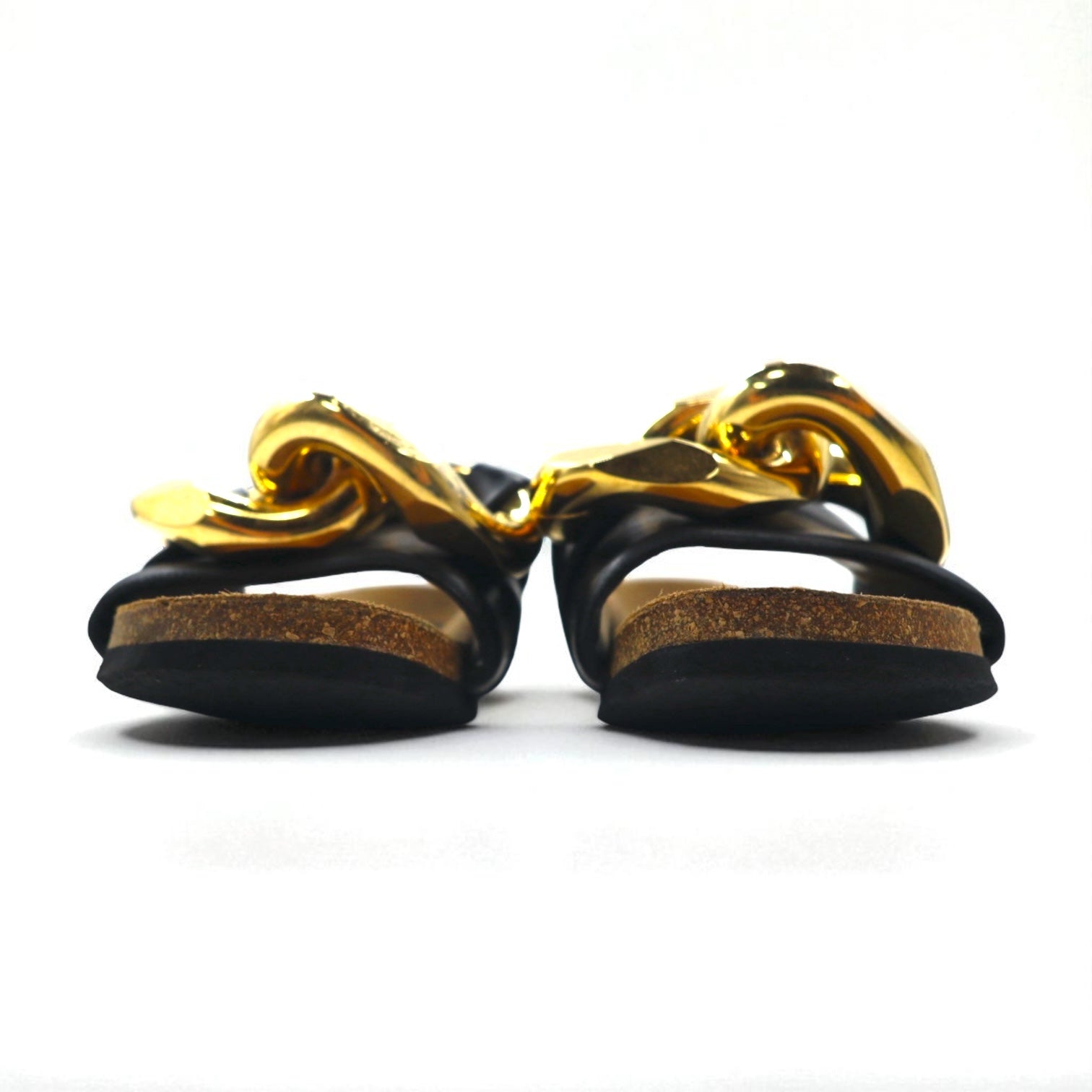 JW ANDERSON Ciabatte Slides Catena Dorata 26-26.5cm Nero Metallo Pelle