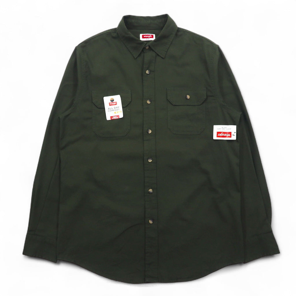 Wrangler Work Shirt M Khaki Epic Soft Long Sleeve Twill Woven Shirt HLB2AWG Nuovo