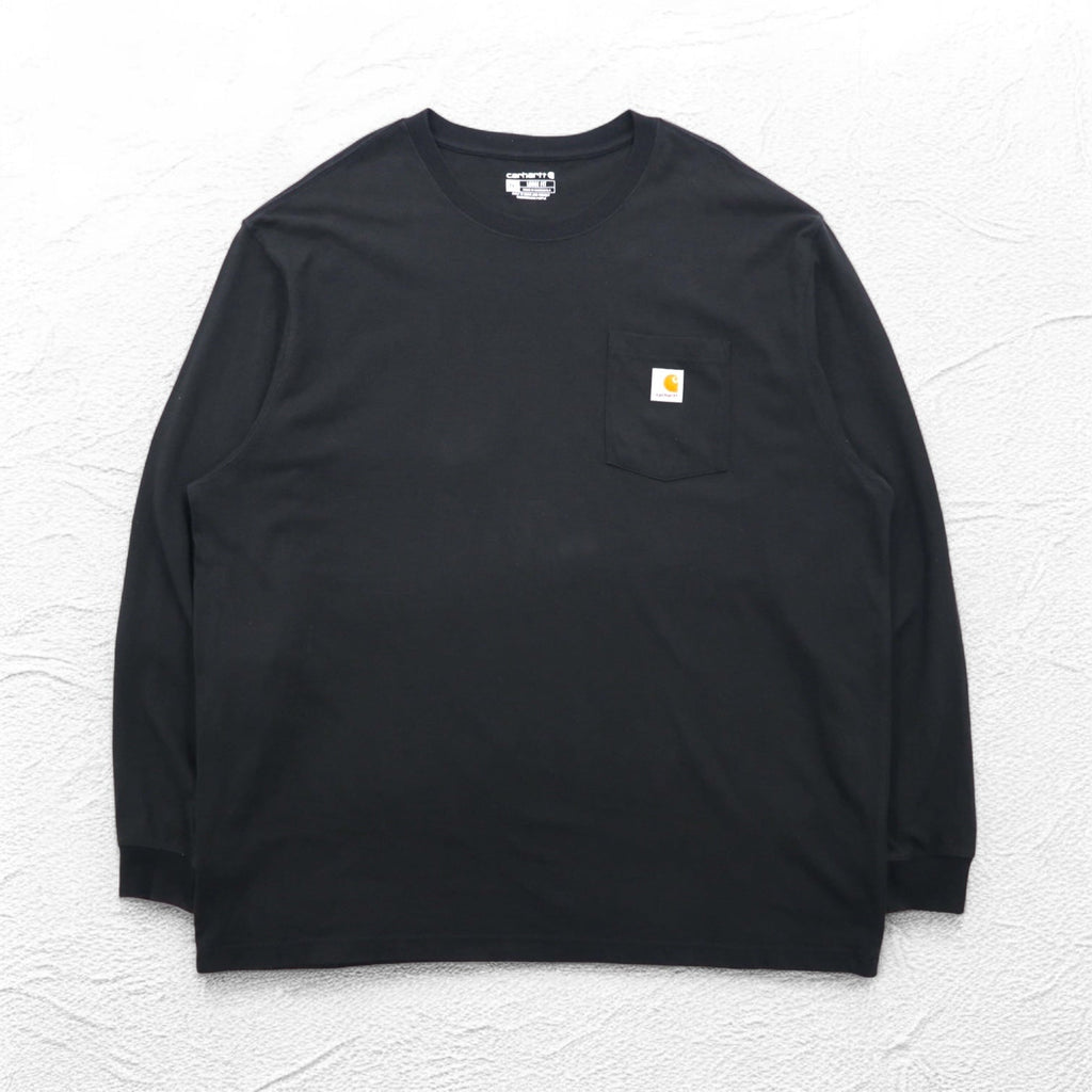 Carhartt T-shirt a maniche lunghe con taschino vestibilità comoda, 2XL, LOOSE FIT, nero, K126, made in Guatemala