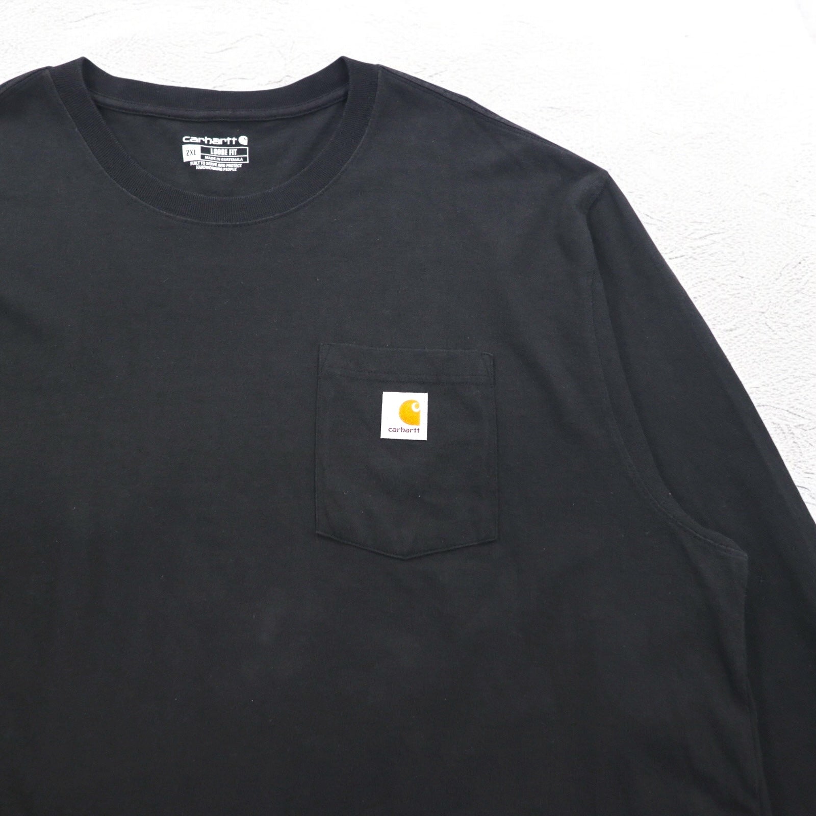 carhartt ルーズフィット ポケット付き ロングスリーブ Tシャツ ロンT 2XL LOOSE FIT ブラック K126 グアテマラ製