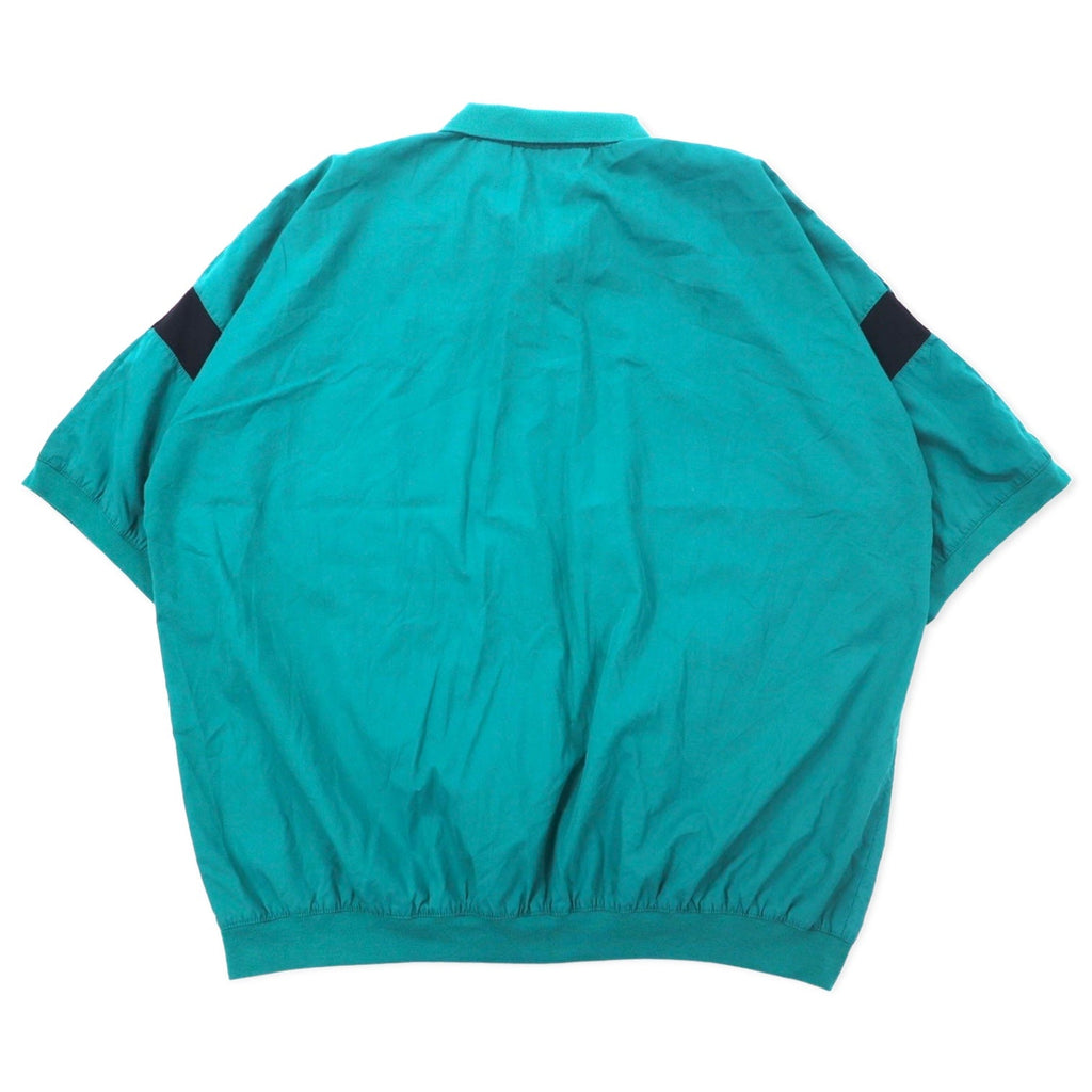 Polo anni '90, design con inserti in tessuti diversi, taglia 2XLT, colore verde, in cotone.