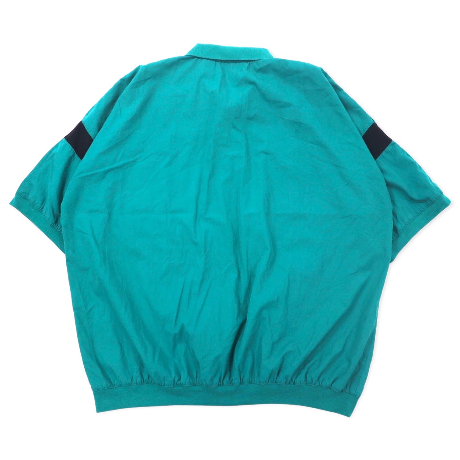 Polo anni '90, design con inserti in tessuti diversi, taglia 2XLT, colore verde, in cotone.