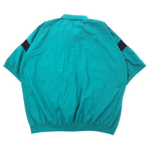 Polo anni '90, design con inserti in tessuti diversi, taglia 2XLT, colore verde, in cotone.