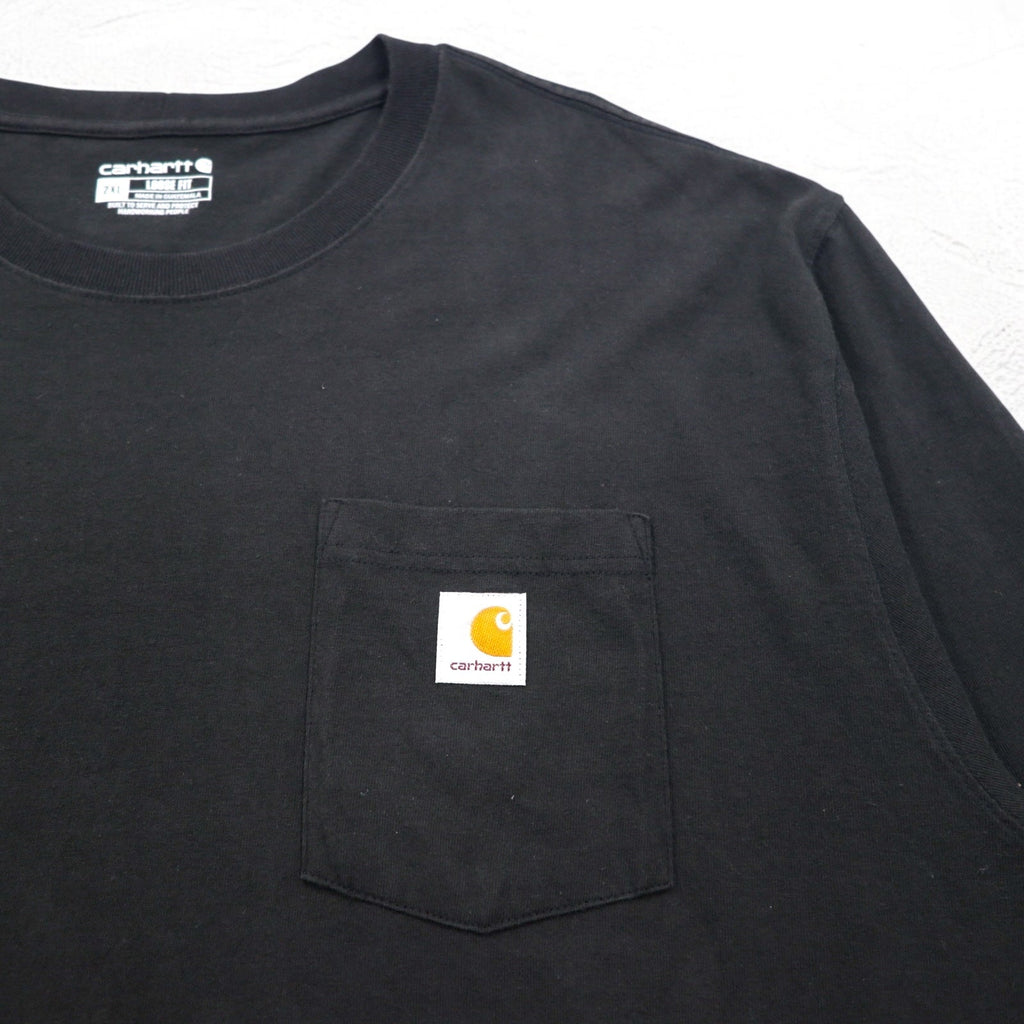 Carhartt T-shirt a maniche lunghe con taschino vestibilità comoda, 2XL, LOOSE FIT, nero, K126, made in Guatemala