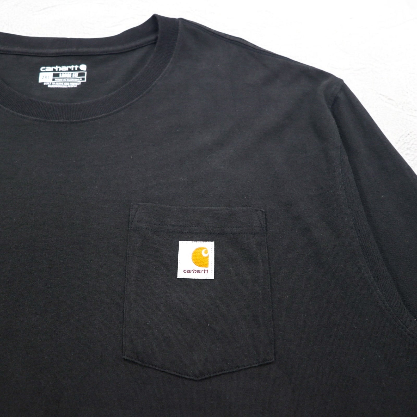 carhartt ルーズフィット ポケット付き ロングスリーブ Tシャツ ロンT 2XL LOOSE FIT ブラック K126 グアテマラ製