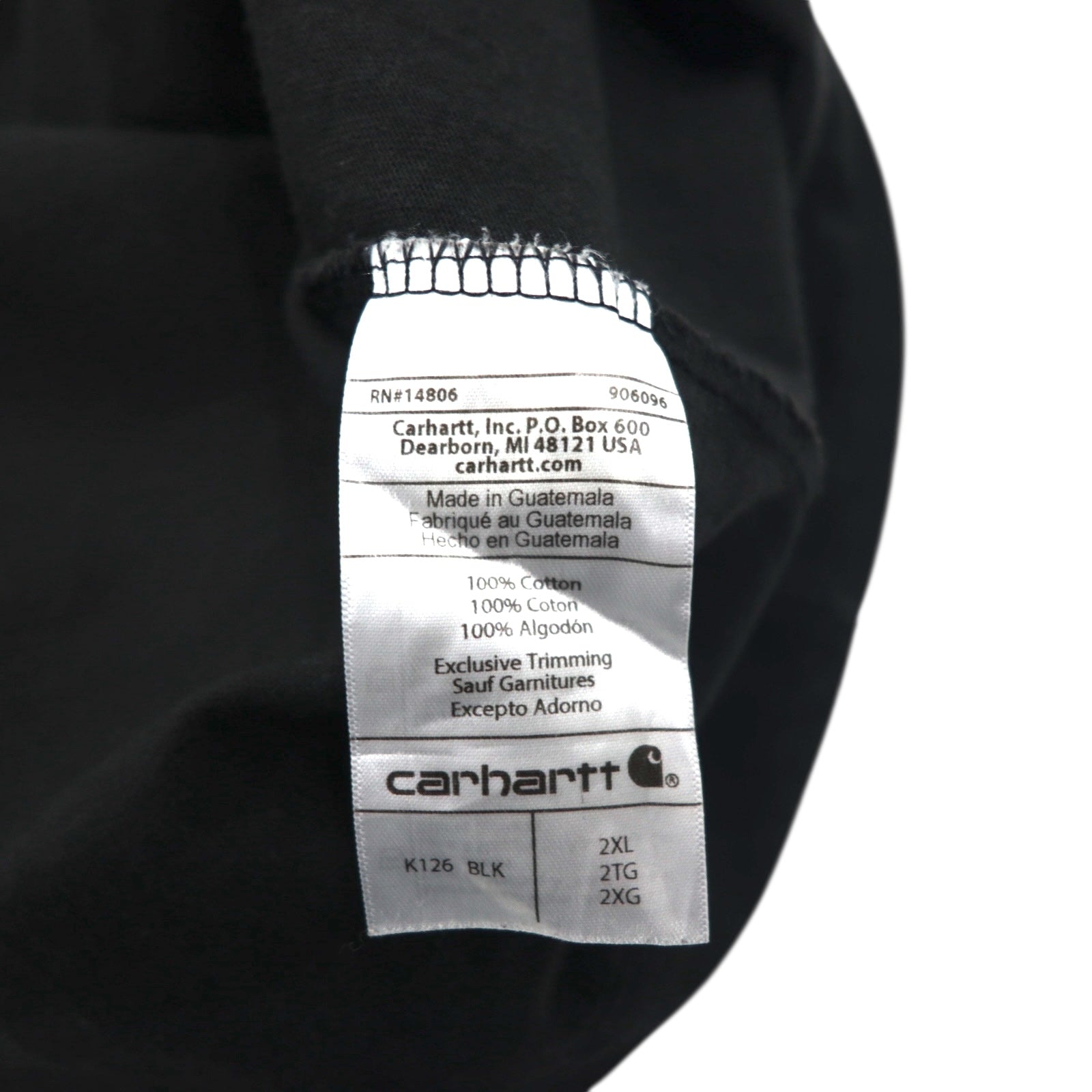 carhartt ルーズフィット ポケット付き ロングスリーブ Tシャツ ロンT 2XL LOOSE FIT ブラック K126 グアテマラ製