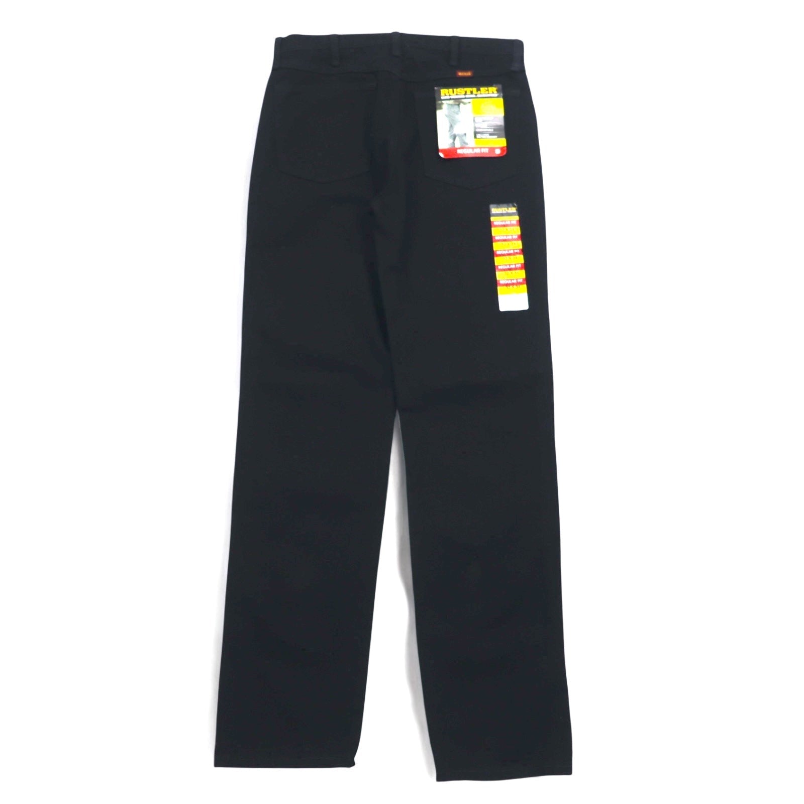 RUSTLER (Wrangler) Jeans Dritti Denim M Neri Regular Fit 87619CB Made in Mexico Nuovo con Etichette