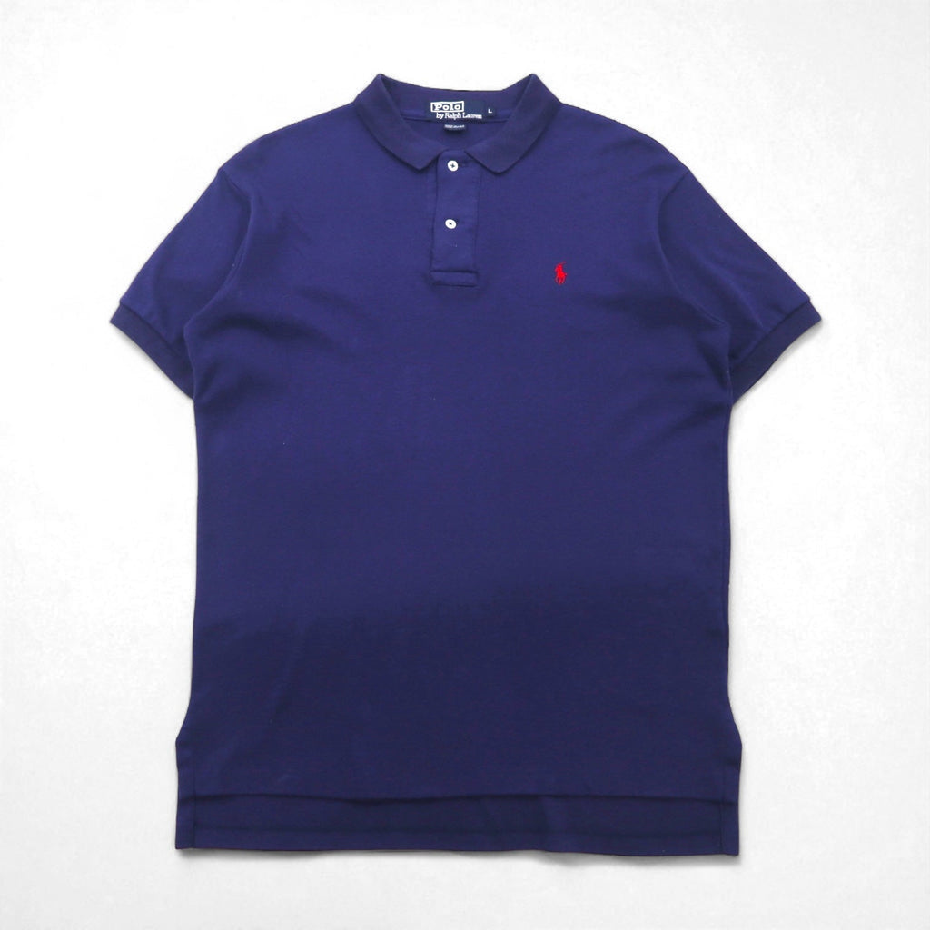 Polo by Ralph Lauren 90年代 USA製 ポロシャツ L ネイビー コットン スモールポニー刺繍