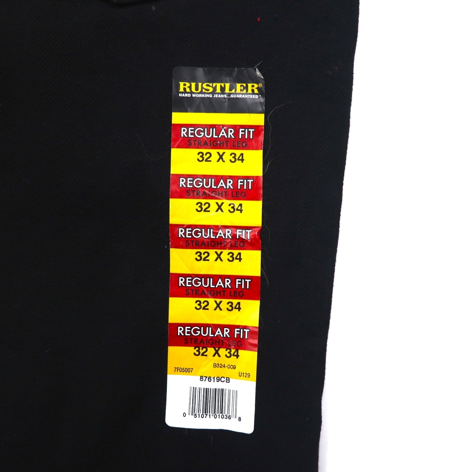 RUSTLER (Wrangler) Jeans Dritti Denim M Neri Regular Fit 87619CB Made in Mexico Nuovo con Etichette