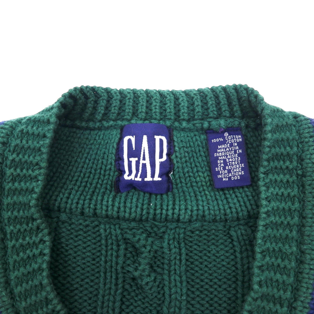 GAP Anni '90 Old Gap Maglione V-neck in cotone verde taglia L