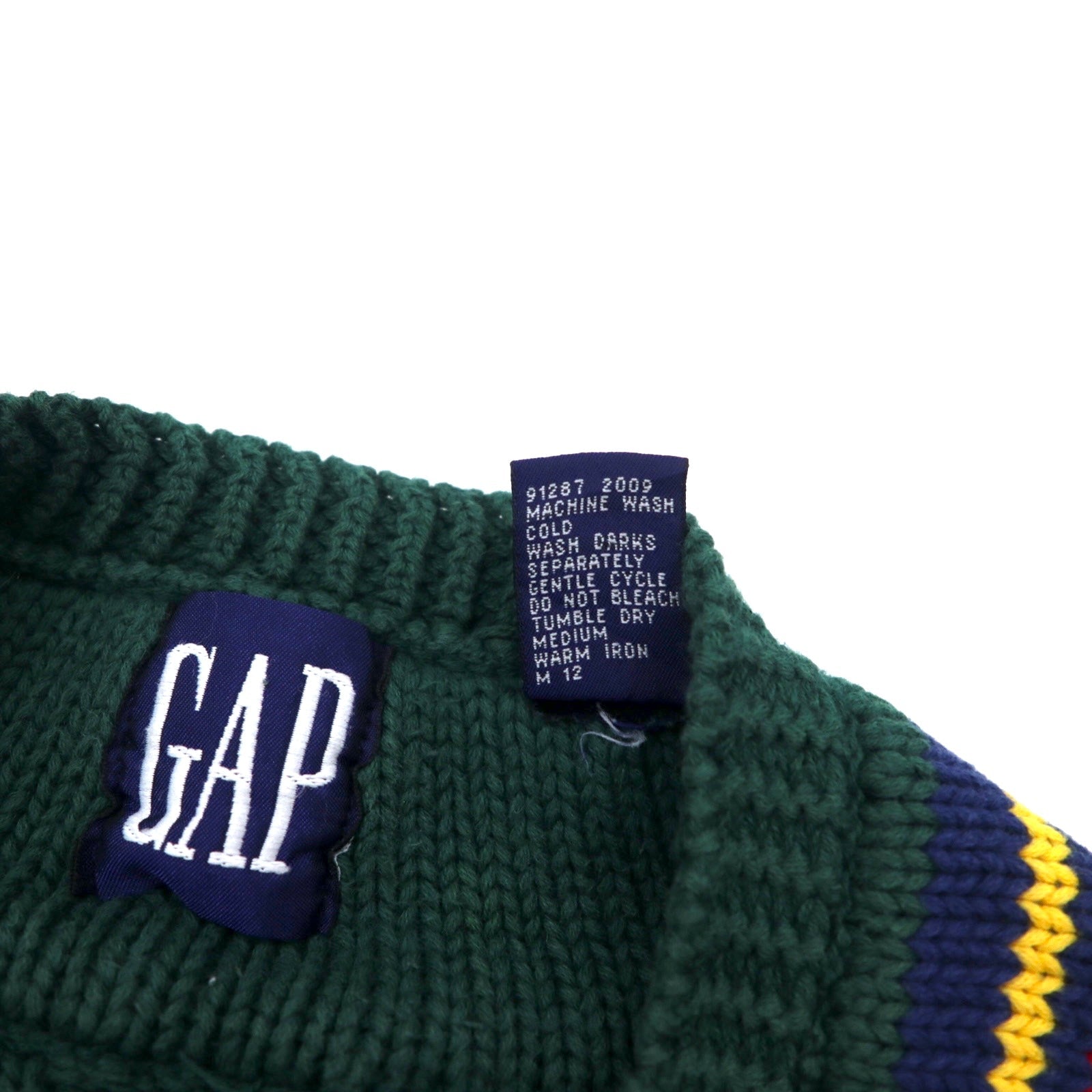 GAP Anni '90 Old Gap Maglione V-neck in cotone verde taglia L