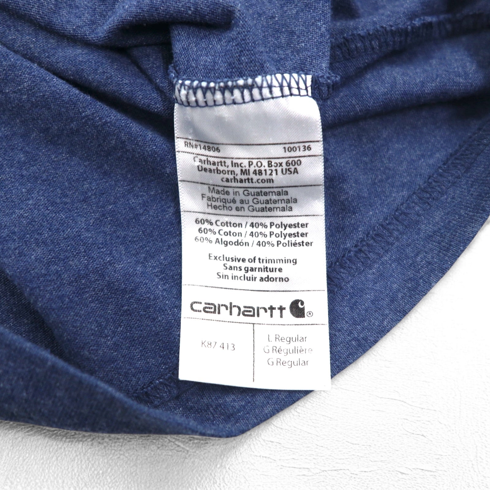 T-shirt Carhartt con taschino, taglia L, blu, ORIGINAL FIT, made in Guatemala