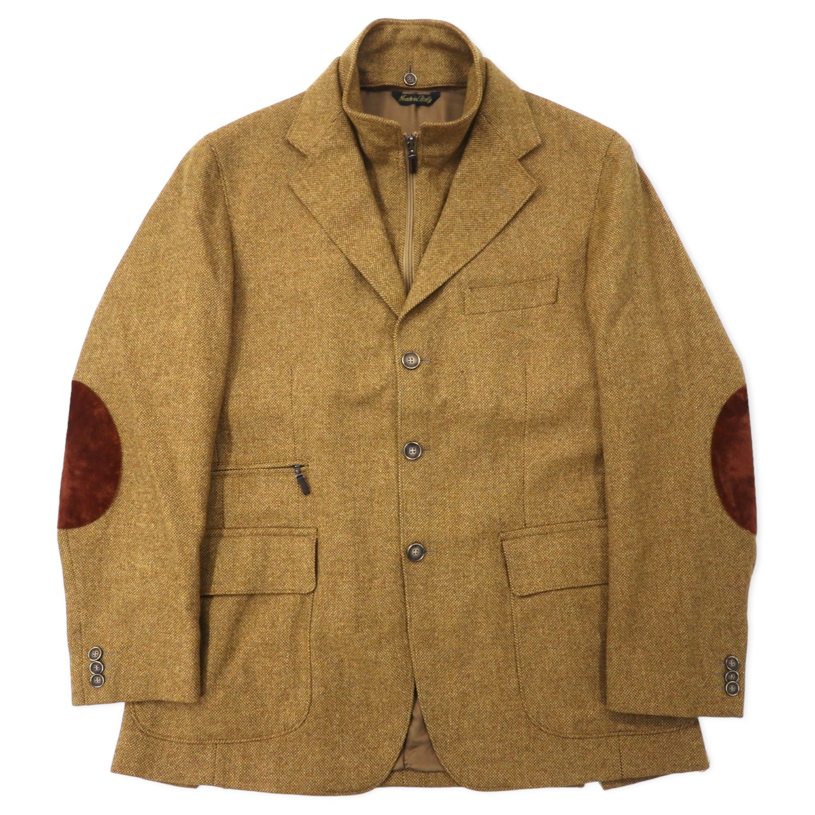 ACQUAVIVA - Giacca sartoriale a strati, taglia 50, beige, misto lana e seta LANIFICIO PURO, toppe sui gomiti, colletto staccabile, 2 modi di indossare
