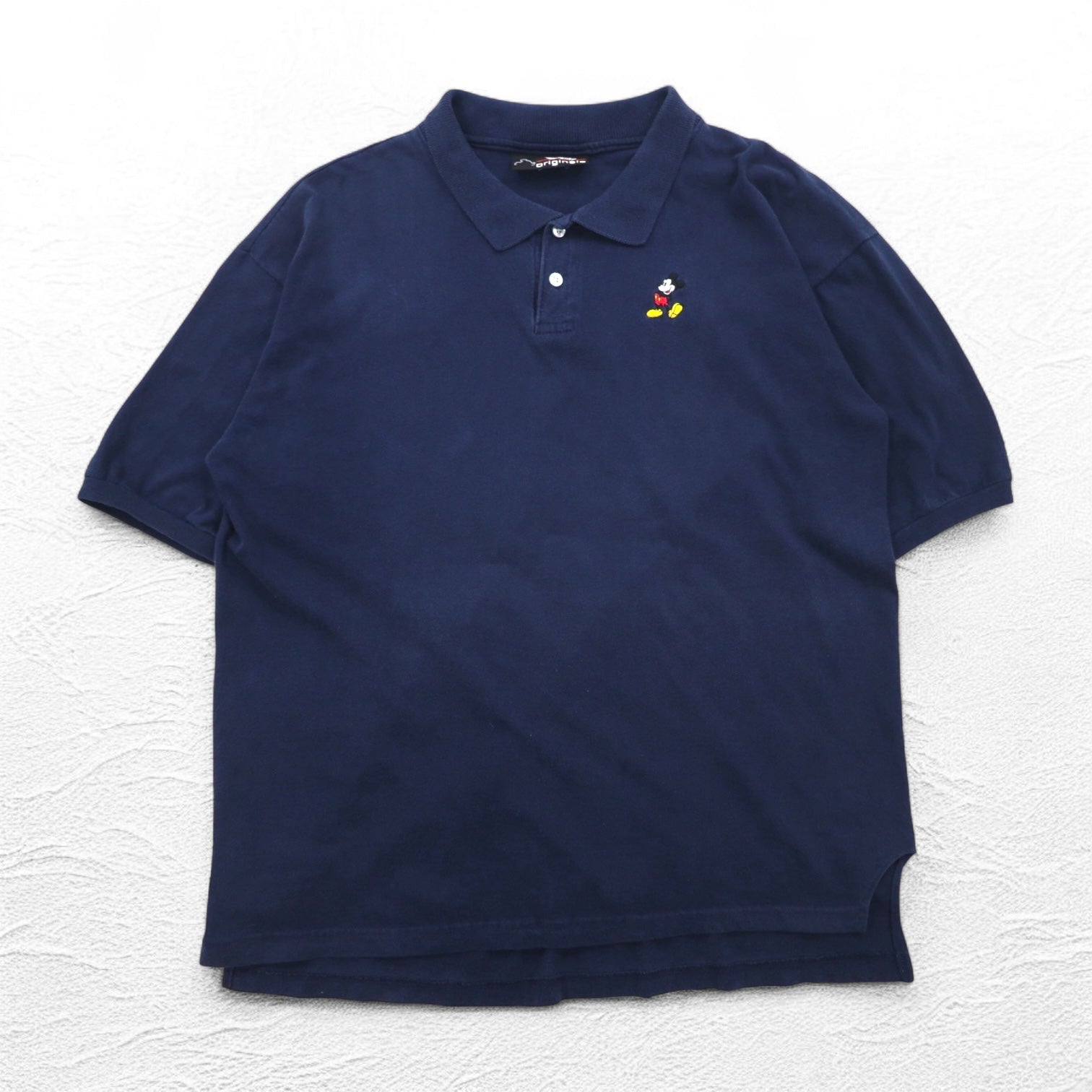 Disney originals anni '90, polo Mickey Mouse con ricamo a punto singolo, taglia XL, blu navy, cotone