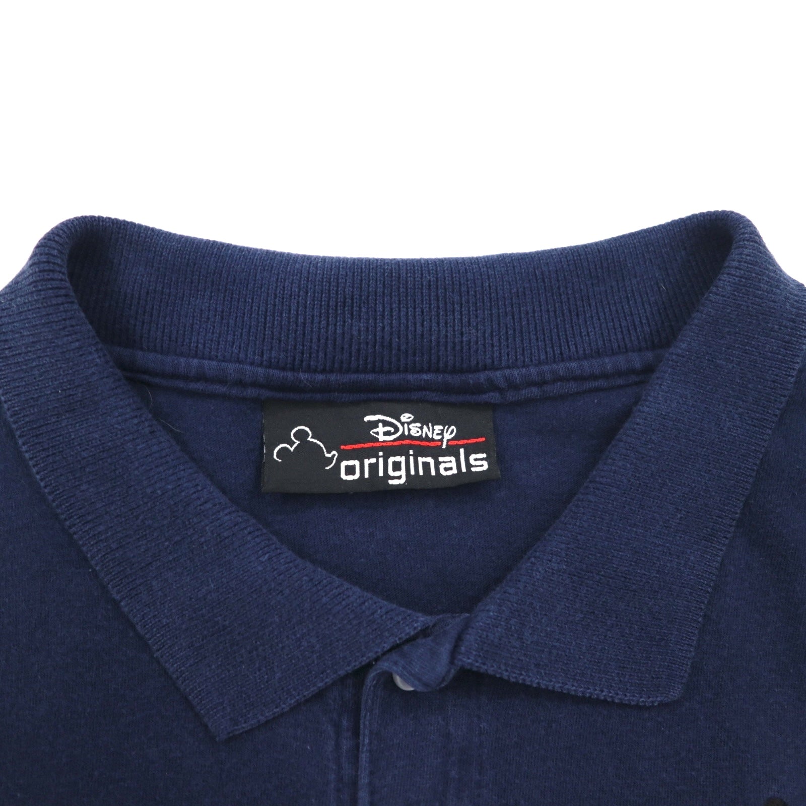 Disney originals anni '90, polo Mickey Mouse con ricamo a punto singolo, taglia XL, blu navy, cotone