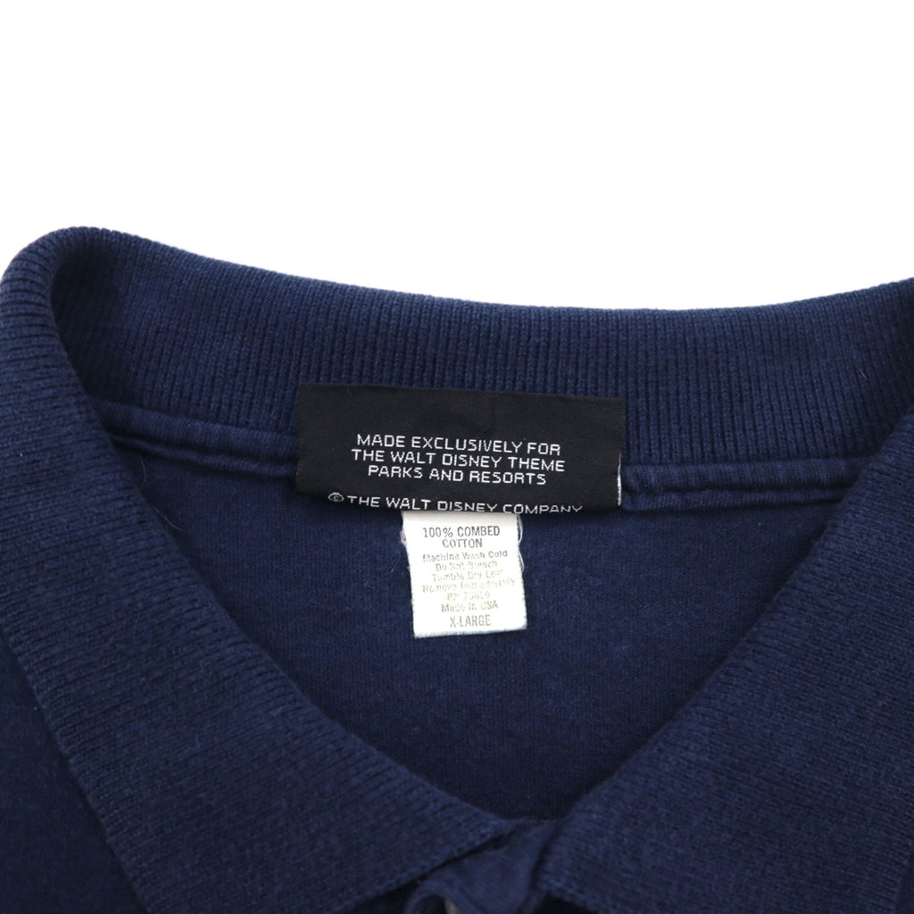 Disney originals anni '90, polo Mickey Mouse con ricamo a punto singolo, taglia XL, blu navy, cotone
